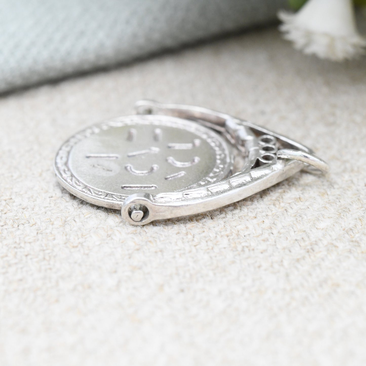 Vintage Sterling Silver I love You Spinning Charm Pendant - Large Spinner Fob Love and Friendship | Gift for Charm Bracelet Necklace Stack
