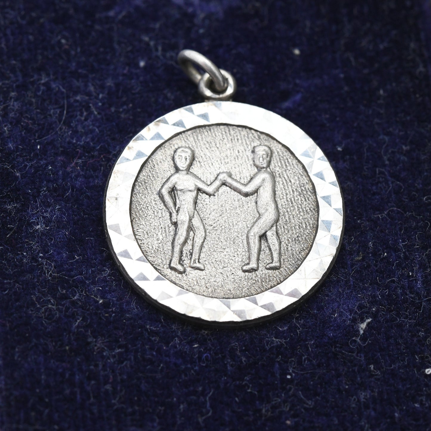 Vintage Sterling Silver Gemini Twins Charm Pendant - Zodiac Star Sign | Mid-Century Horoscope May June Birthday Gift