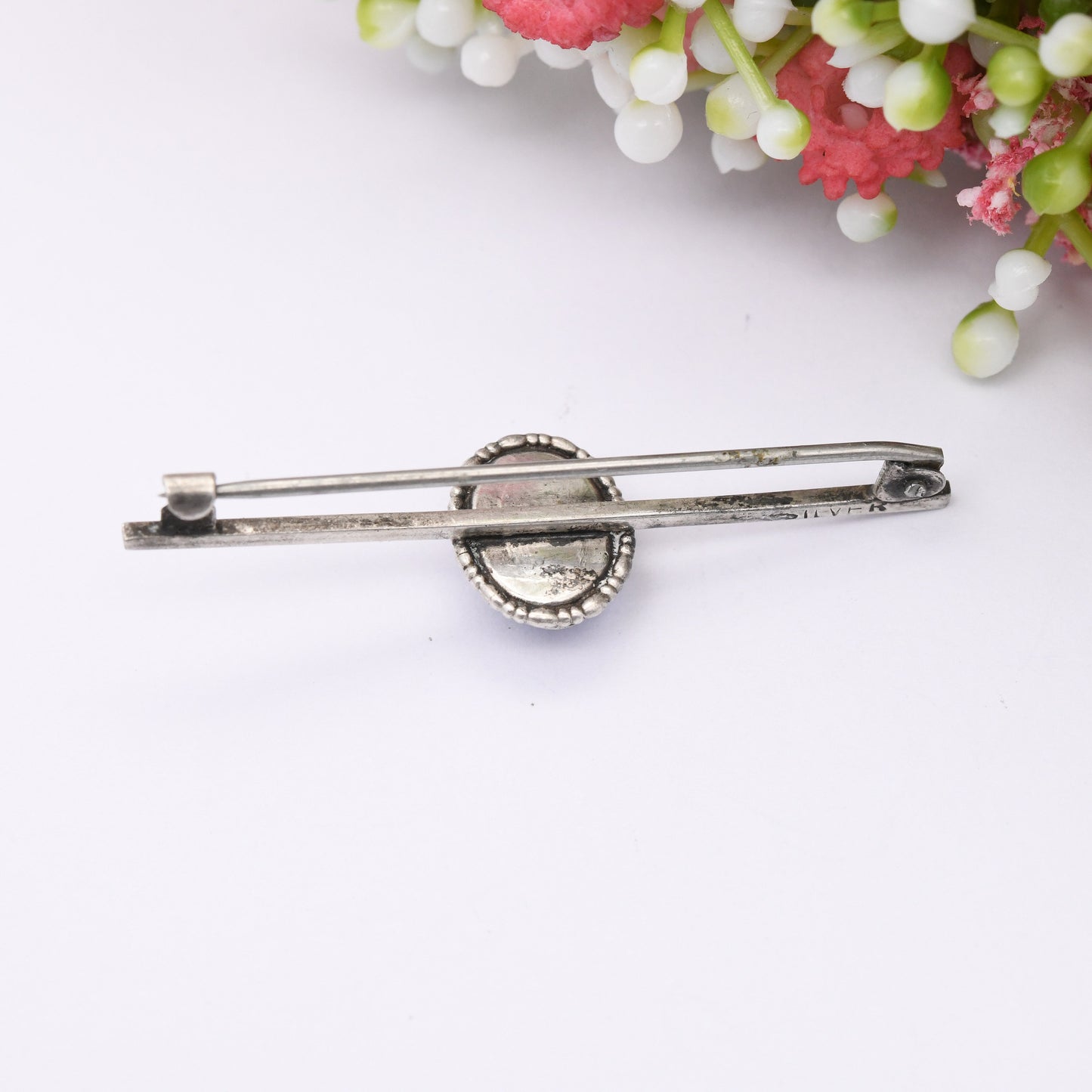 Vintage Art Deco Sterling Silver Butterfly Wing Bar Brooch - True Vintage Blue Butterfly Long Pin