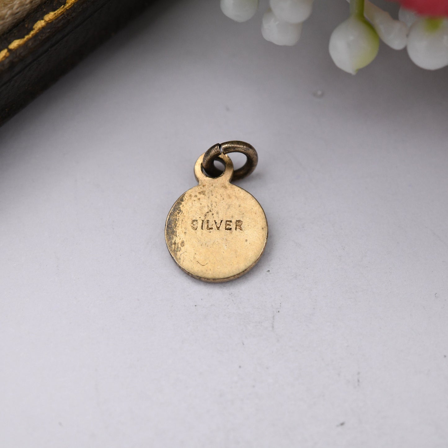 Vintage Sterling Silver St. Christopher Charm Pendant Miniature - Small Circle Good Luck Traveller Token | Mid-Century | Gold Plated