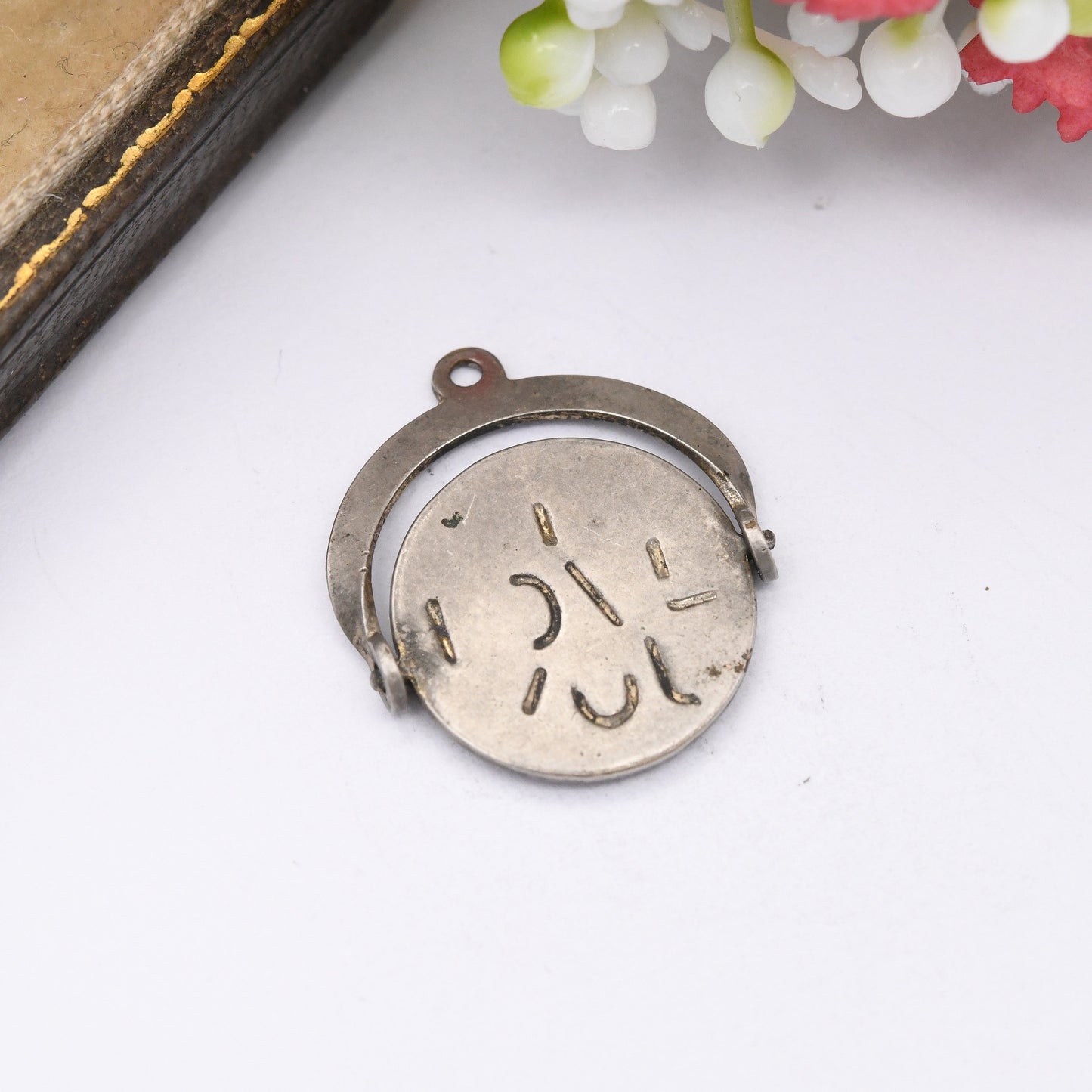 Vintage Sterling Silver I love You Spinning Charm Pendant - Spinner Fob Love and Friendship | Gift for Charm Bracelet Necklace Stack