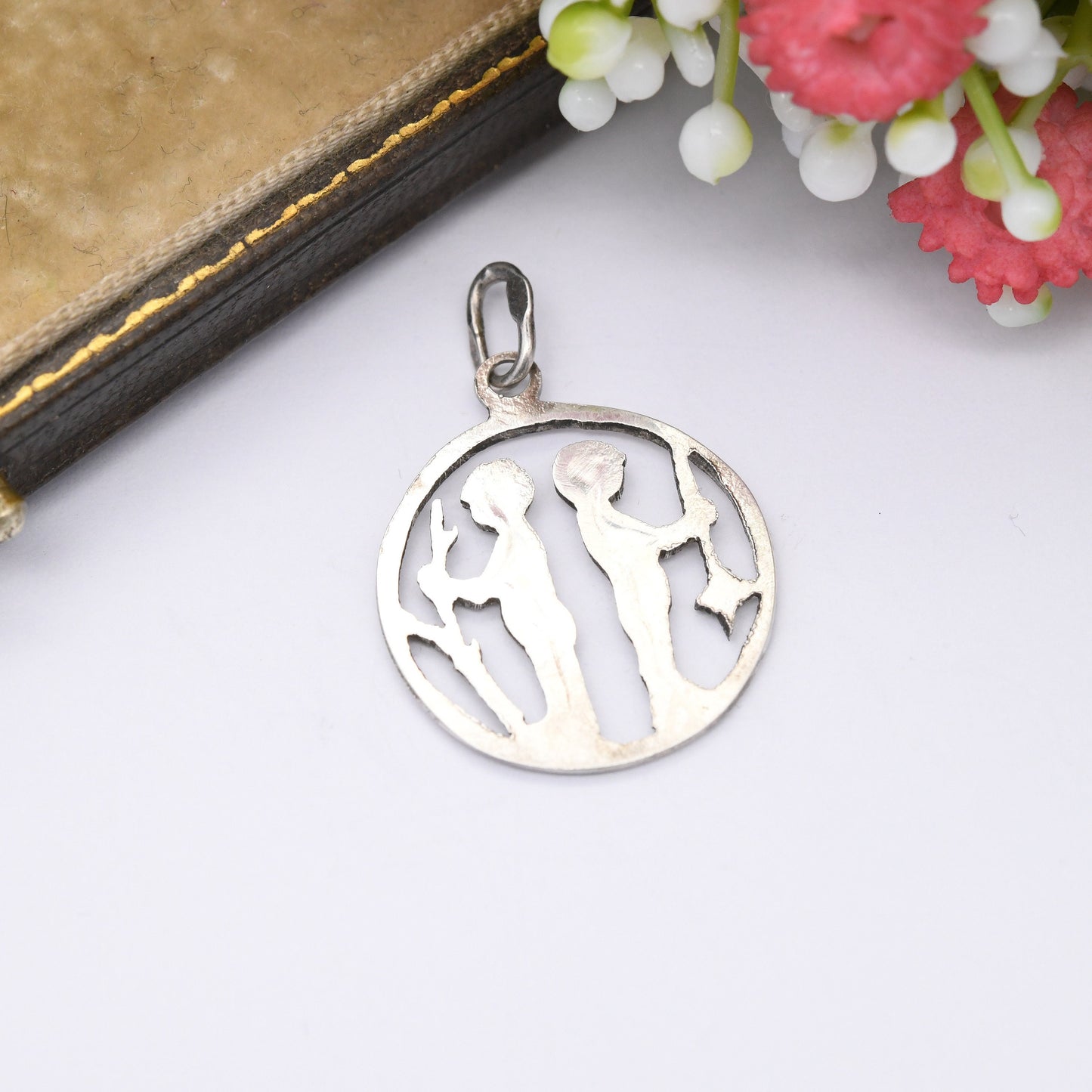 Vintage Polish Silver Gemini Pendant - Cheeky Twin Boys Astrological Zodiac Star Sign | Mid-Century Design | Warsaw City Mark