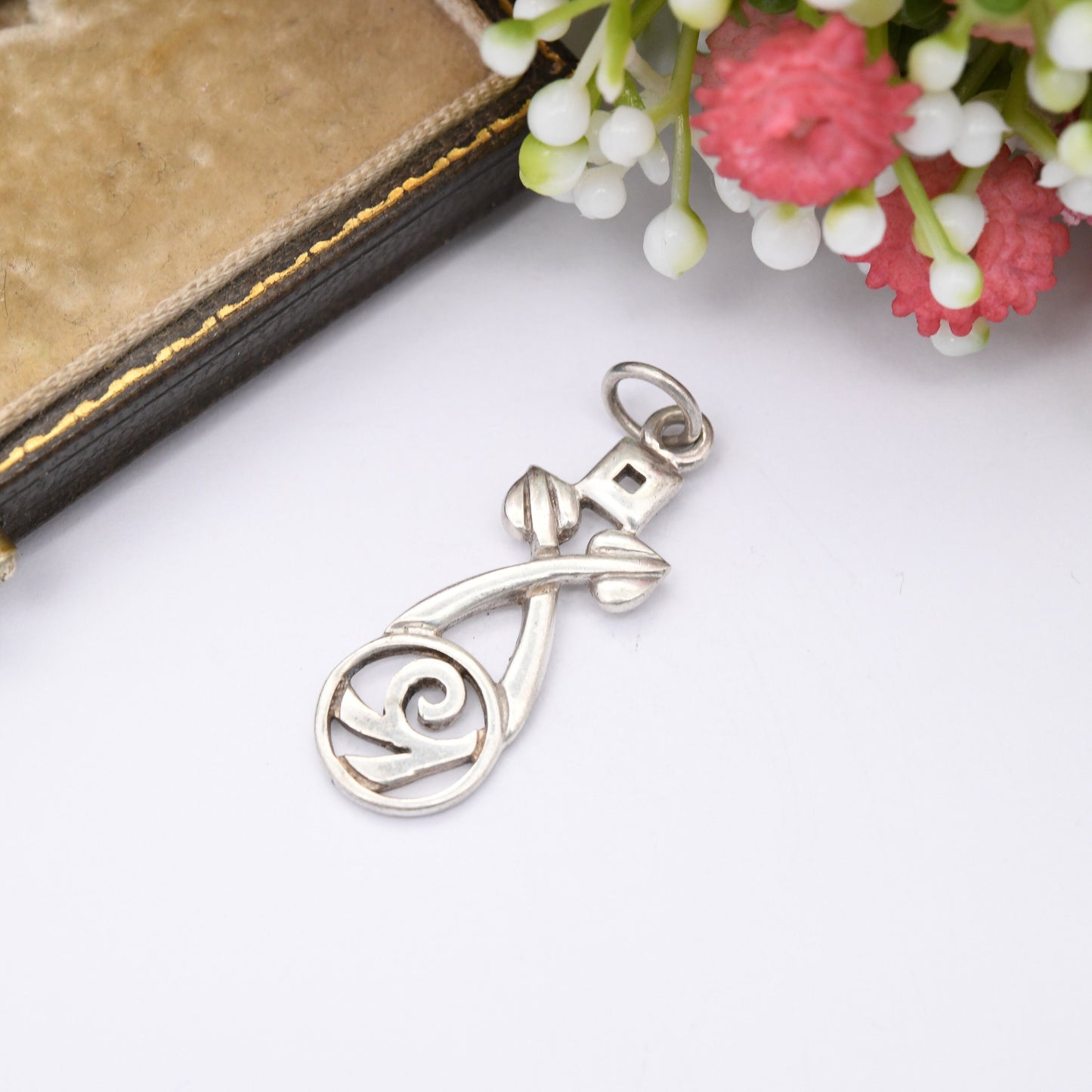 Vintage Sterling Silver Glasgow Rose Flower Openwork Pendant - Celtic Charles Rennie Mackintosh Style | Minimalist Solid Silver