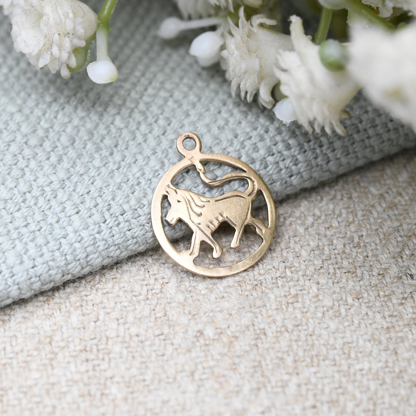 Vintage 9ct Gold Leo Lion Charm Pendant 1973 - Star Signs Zodiac Horoscope Jewellery | July - August Birthday Gift