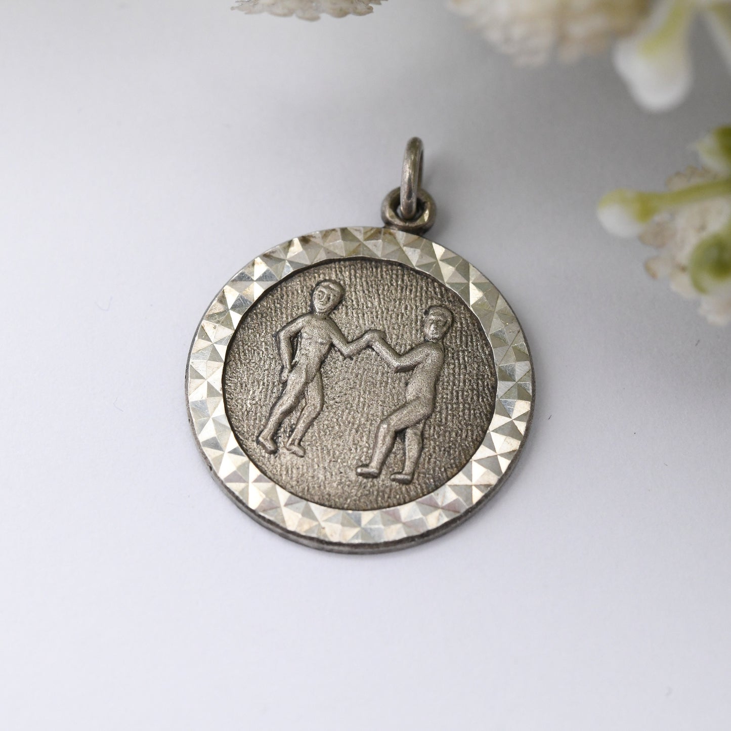 Vintage Sterling Silver Gemini Twins Charm Pendant - Zodiac Star Sign | Mid-Century Horoscope May June Birthday Gift