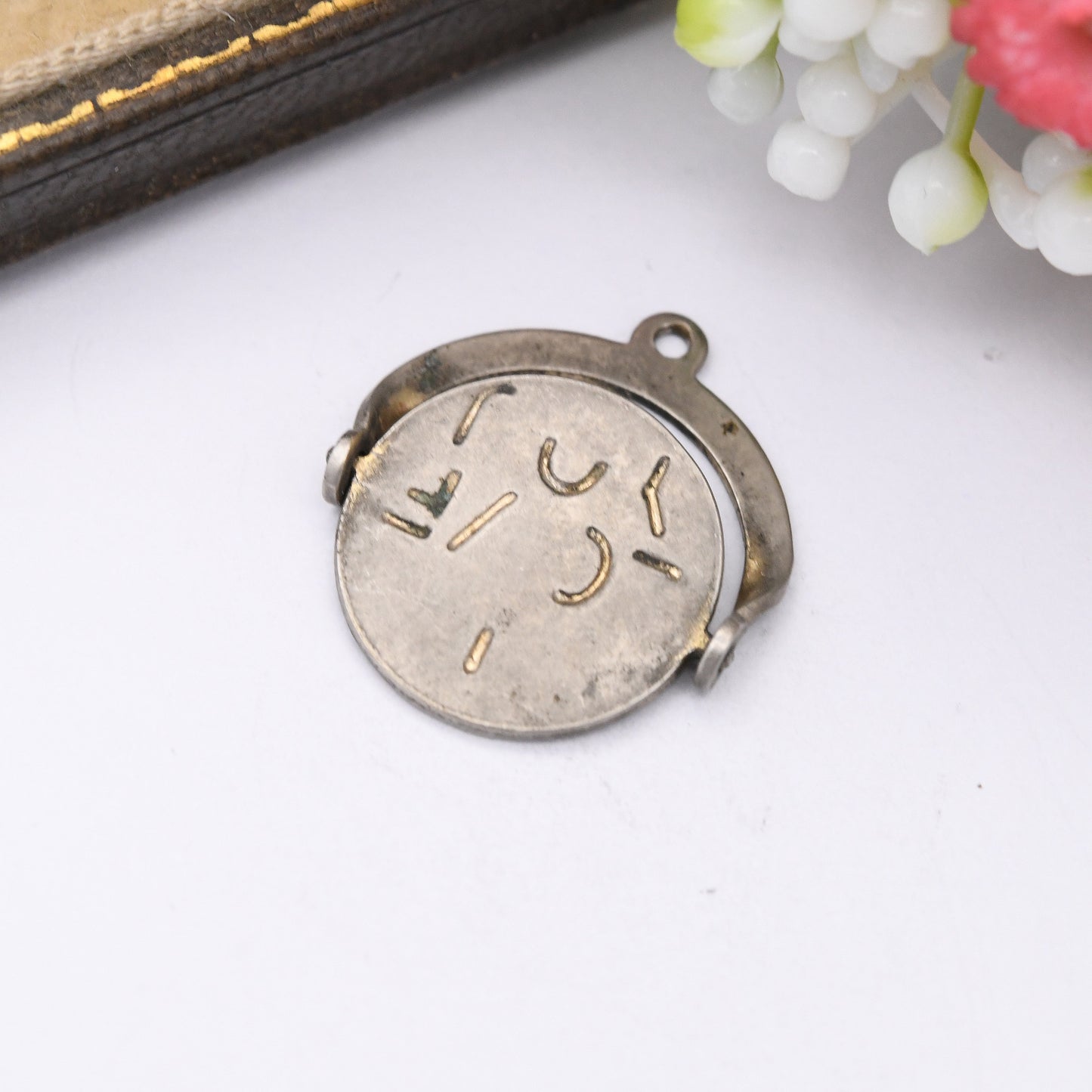 Vintage Sterling Silver I love You Spinning Charm Pendant - Spinner Fob Love and Friendship | Gift for Charm Bracelet Necklace Stack