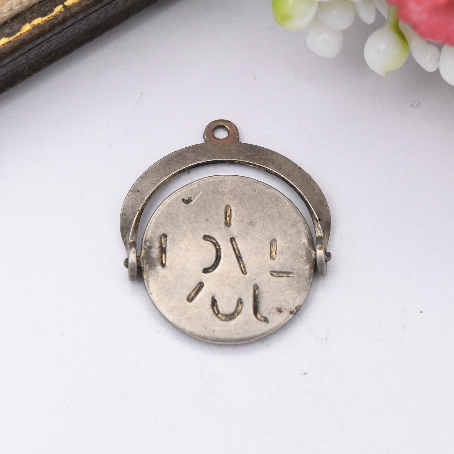 Vintage Sterling Silver I love You Spinning Charm Pendant - Spinner Fob Love and Friendship | Gift for Charm Bracelet Necklace Stack