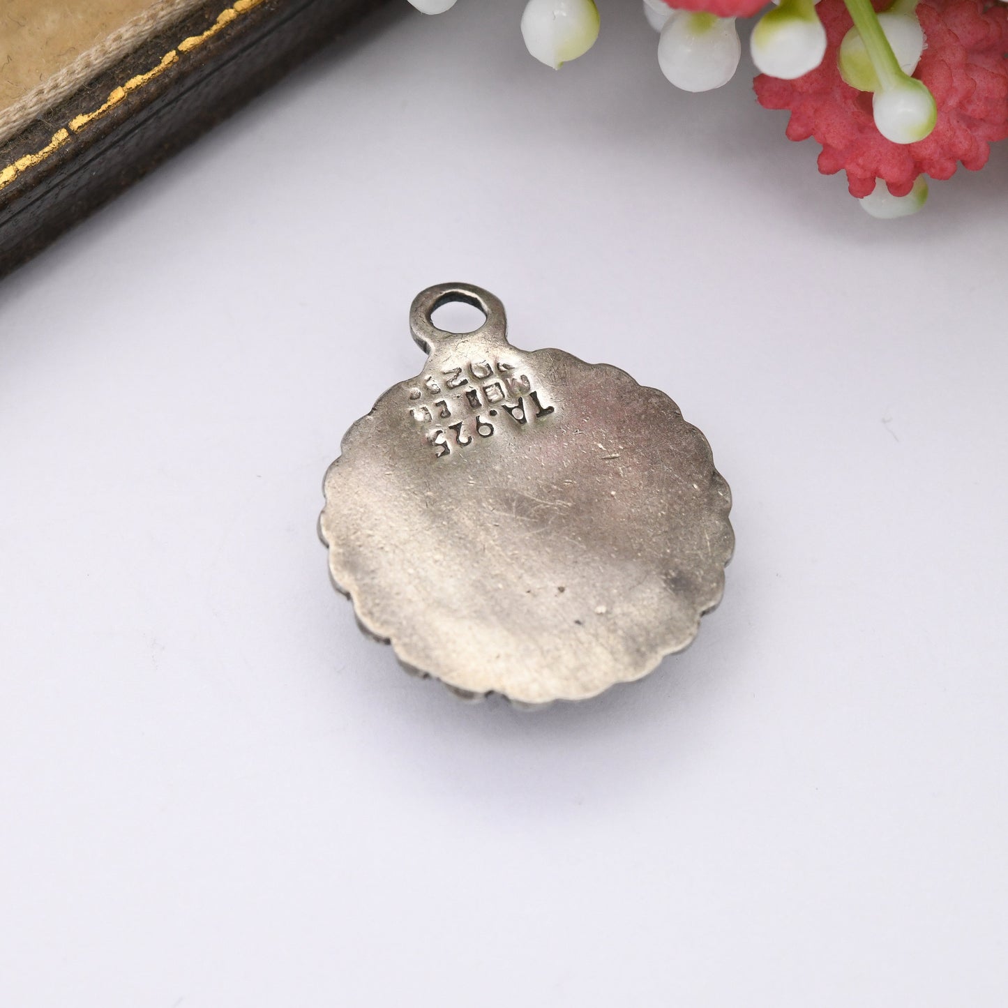 Vintage Taxco Mexico Sterling Silver Blue Stone Pendant - Large Cabochon Stone Granulated Edges | Chunky Necklace Stack Charm