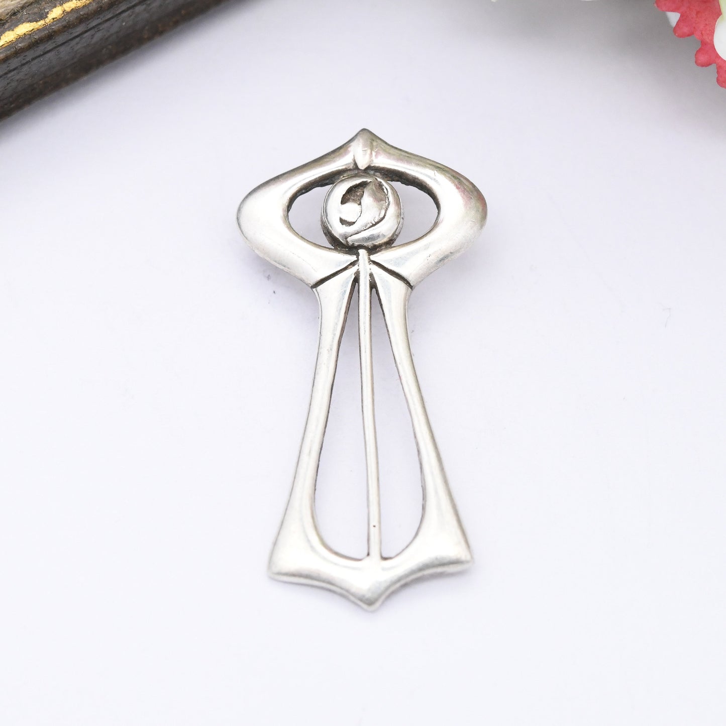 Vintage Sterling Silver Celtic Flower Openwork Pendant - Glasgow Rose Charles Rennie Mackintosh Style
