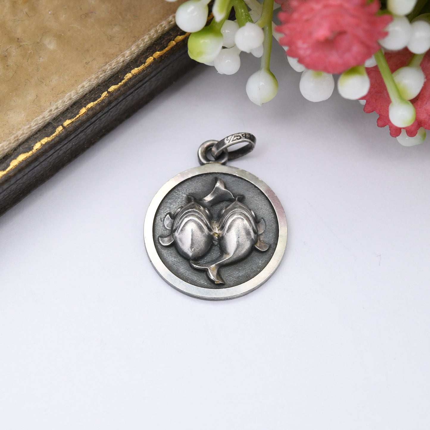 Vintage Sterling Silver Pisces Pendant 3D - Two Fish Astrological Zodiac Star Sign | Mid-Century 1970s | February March Birthday Gift