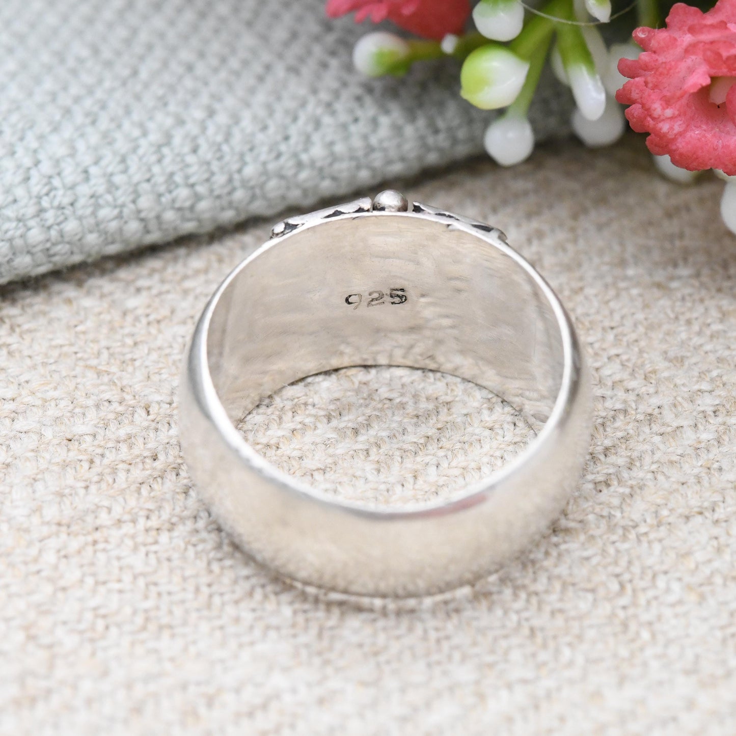 Vintage Sterling Silver Wirework Cannetille Band Ring - Chunky Mid-Century Silver Jewellery | UK Size - O 1/2 | US Size - 7 1/2