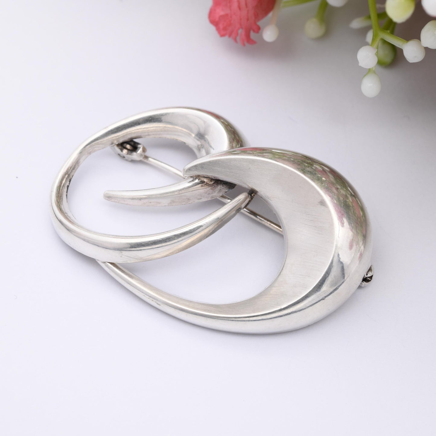 Vintage Andreas Daub Sterling Silver Sculptural Brooch A*D - Mid-Century Modernist Silver Designer Jewellery | Large Minimal Everyday Brooch