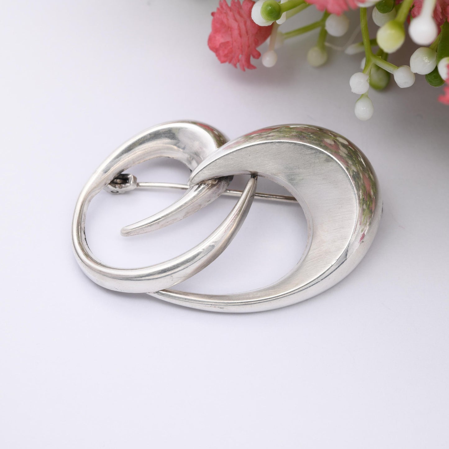 Vintage Andreas Daub Sterling Silver Sculptural Brooch A*D - Mid-Century Modernist Silver Designer Jewellery | Large Minimal Everyday Brooch