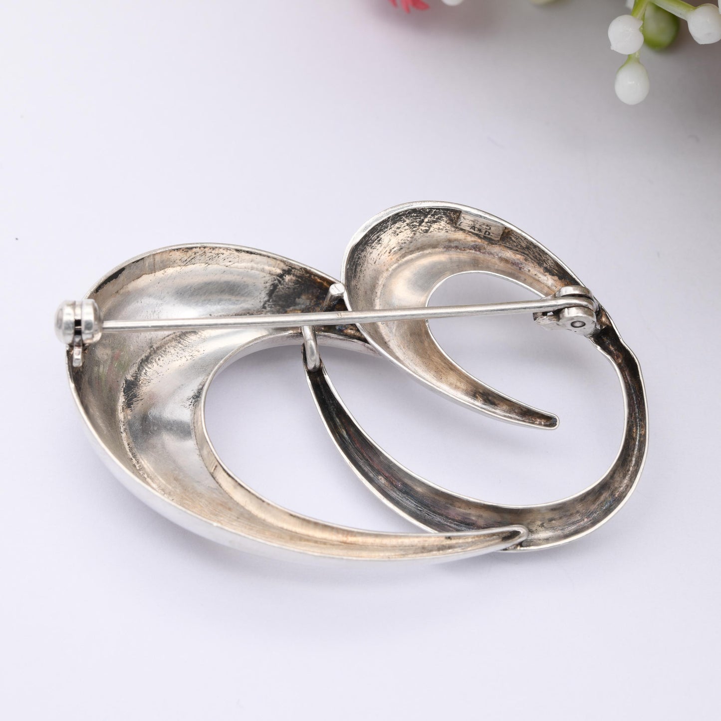 Vintage Andreas Daub Sterling Silver Sculptural Brooch A*D - Mid-Century Modernist Silver Designer Jewellery | Large Minimal Everyday Brooch