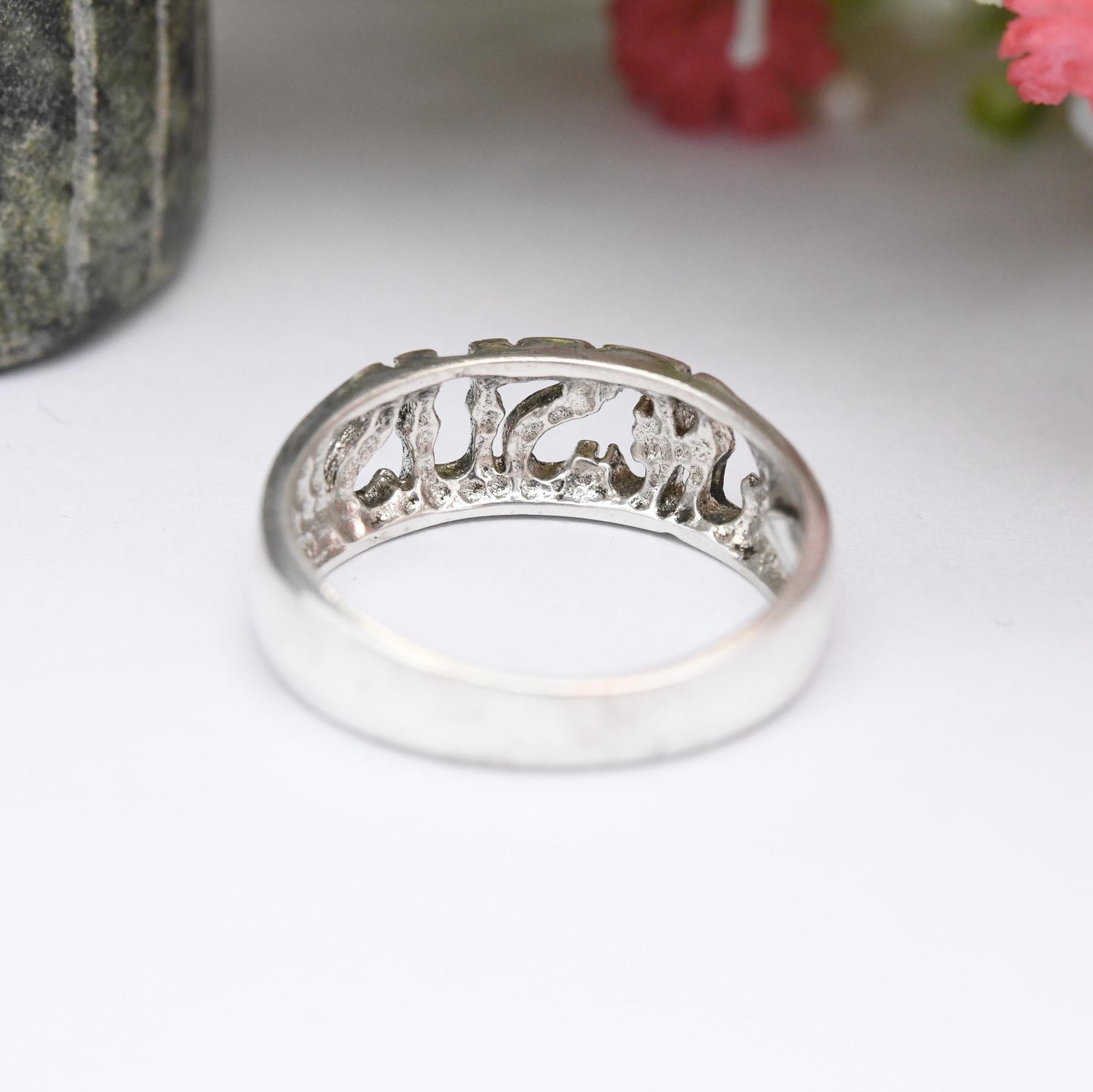 Vintage Sterling Silver Jesus Ring - Christian Unisex Gift Ring with Lettering | Religious Pinkie Ring | UK Size - M 1/2 | US Size - 6 1/4