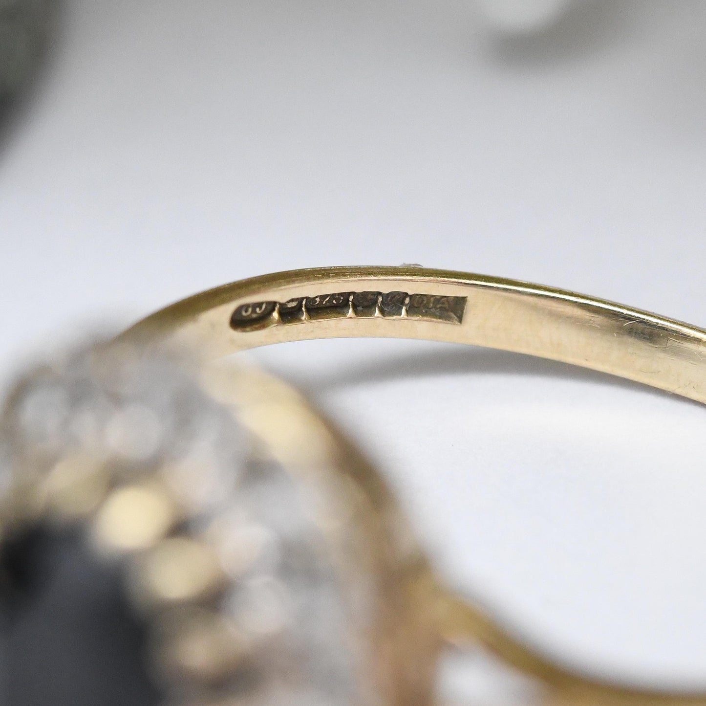 Vintage 9ct Gold Sapphire and Diamond Halo Ring 1994 - Vintage Cocktail Statement Ring | Gift for Her | UK Size - O | US Size - 7 1/4