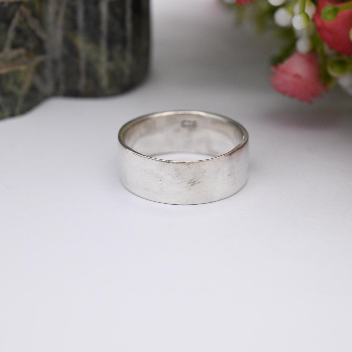 Vintage Sterling Silver FILA Logo Band Ring - Fila Sportswear Brand Ring | Minimal Unisex Band | UK Size - P | US Size - 7 1/2