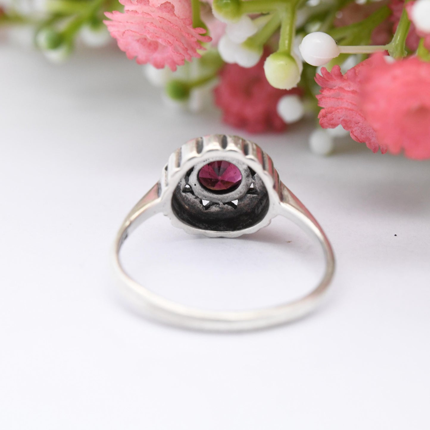 Vintage Sterling Silver Shiptonia Marcasite Flower Ring - True Vintage Shipton & Co | Pretty Gift for Her | UK Size - R | US Size - 8 1/2