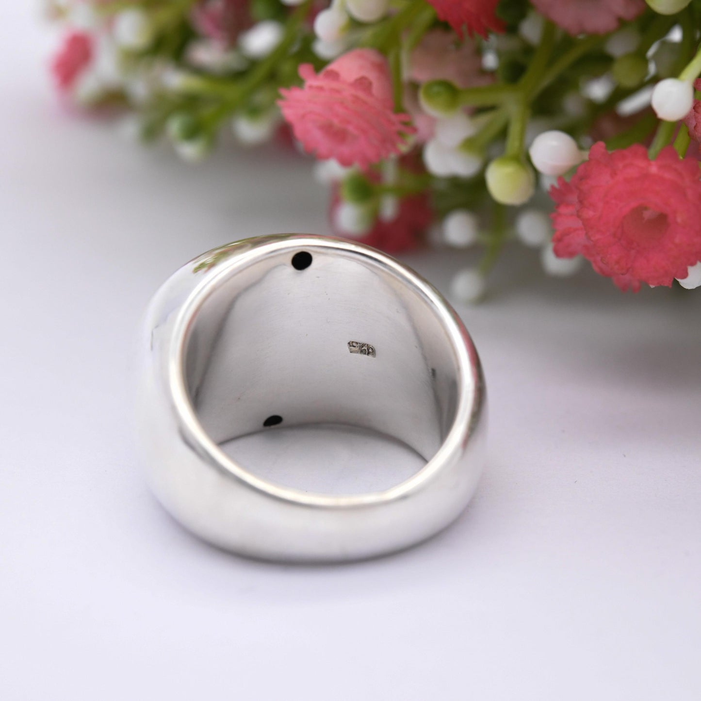 Vintage Hollow Sterling Silver Chunky Ring - Statement Modernist Style | Smooth Tactile Jewellery | UK Size - Q | US Size - 8