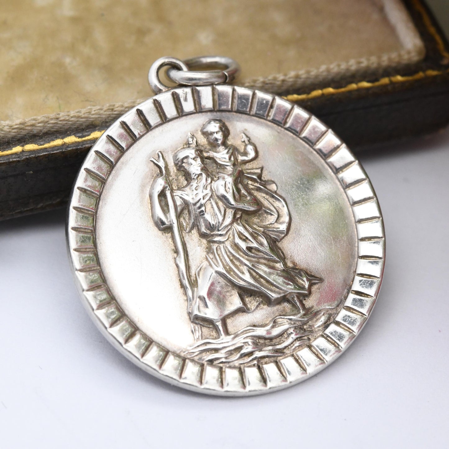 Vintage Sterling Silver St. Christopher Pendant by Kollmar & Jourdan - Birthday Christening Gift | Saint of Travellers | for Charm Necklace