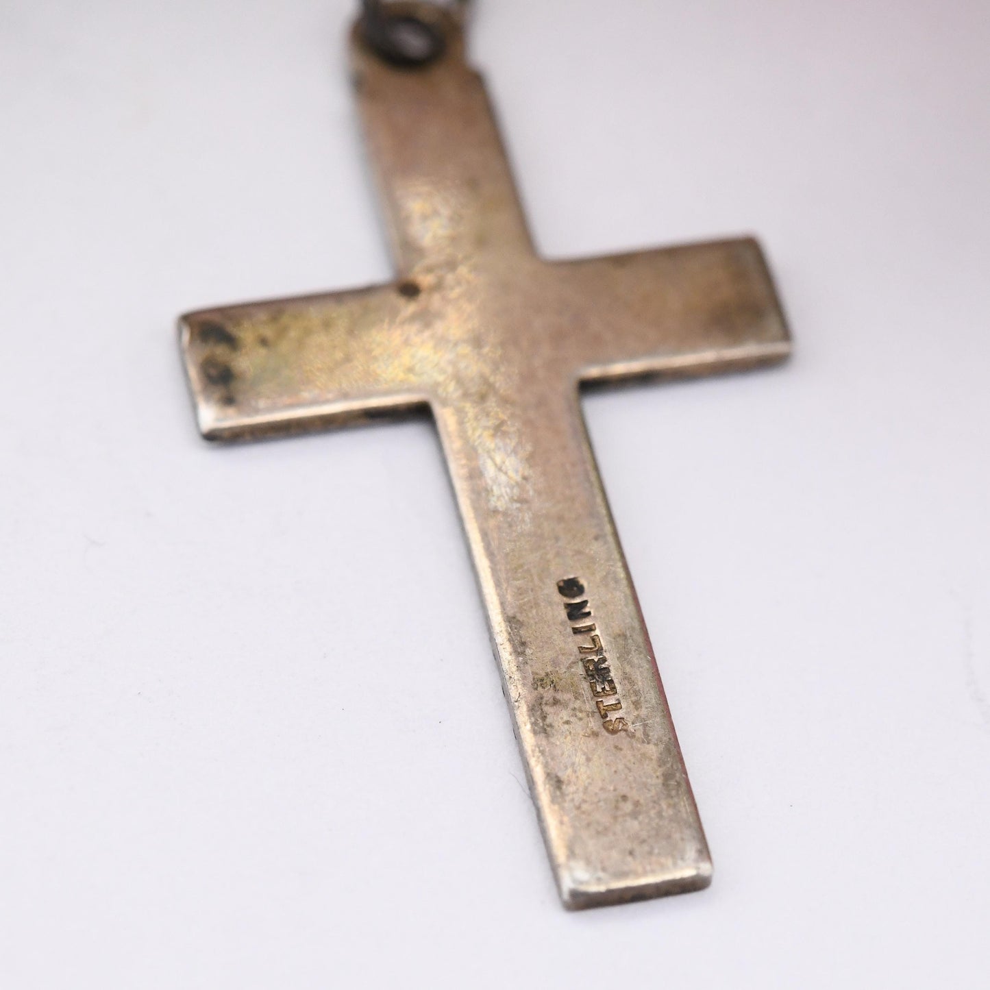 Vintage Sterling Silver Cross Pendant with Engraved Design - Mid-Century Christian Gift for Christening Baptism Sweet Unusual Pendant Charm