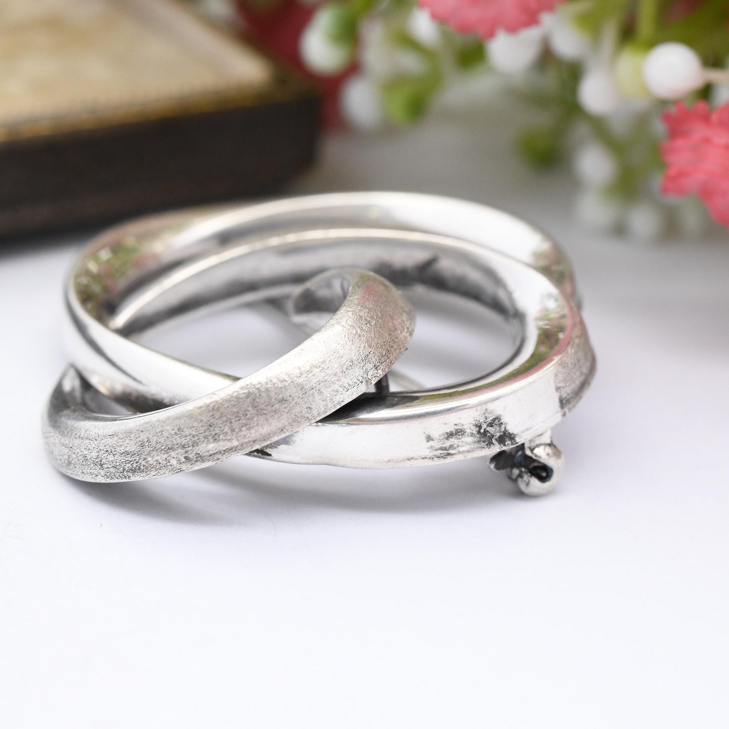 Vintage Andreas Daub Sterling Silver Twisted Knot Brooch A*D - Mid-Century Modernist Silver Jewellery Matt Textured | German Designer