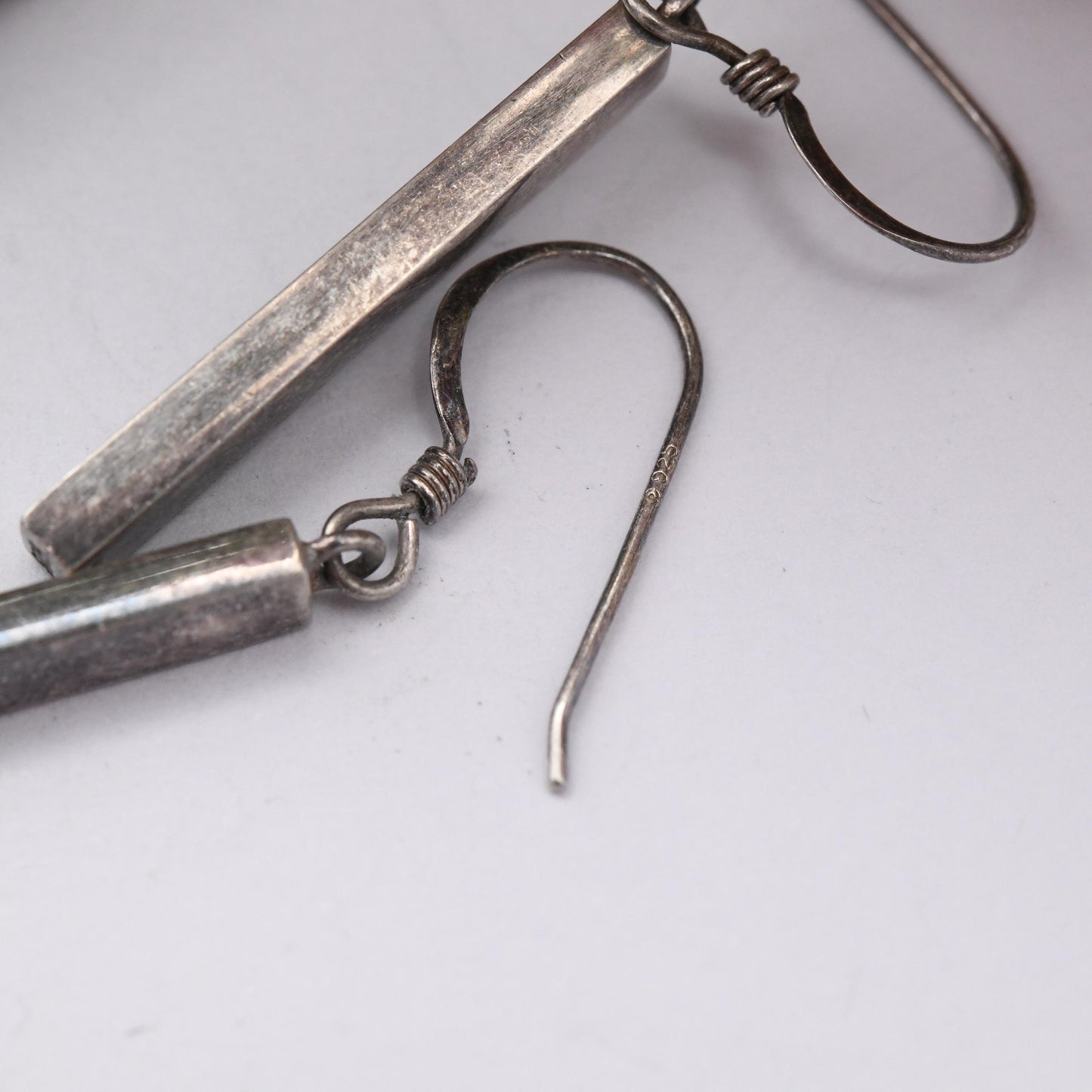 Sterling Silver Marks and Spencers Mother of Pearl Drop Earrings - Long Rectangle Dangle Drops M&S | Everyday Work Earrings