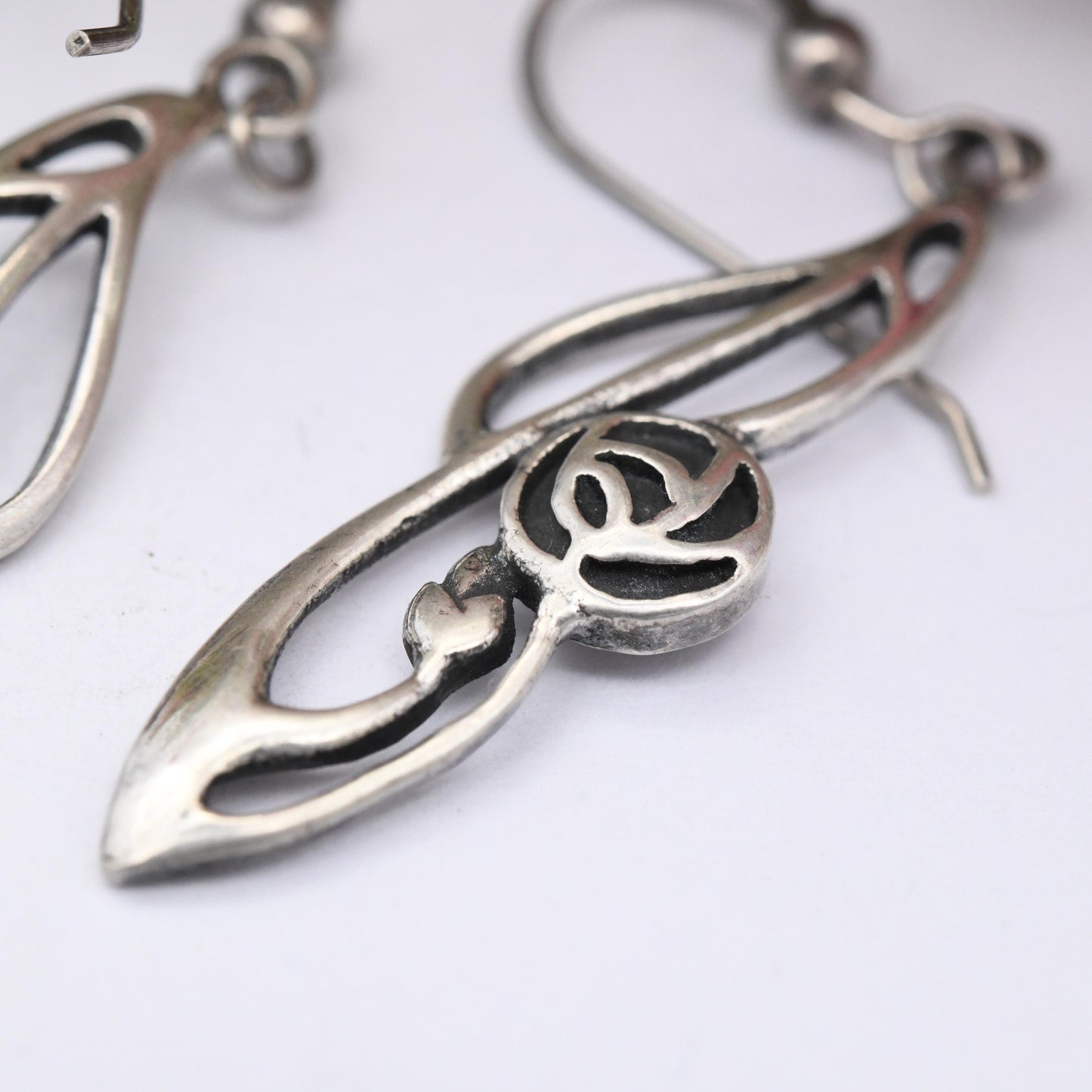 Vintage Sterling Silver Celtic Flower Drop Earrings by Kit Heath - Great British Designer | Glasgow Rose Dangle Earrings | Pretty Gift