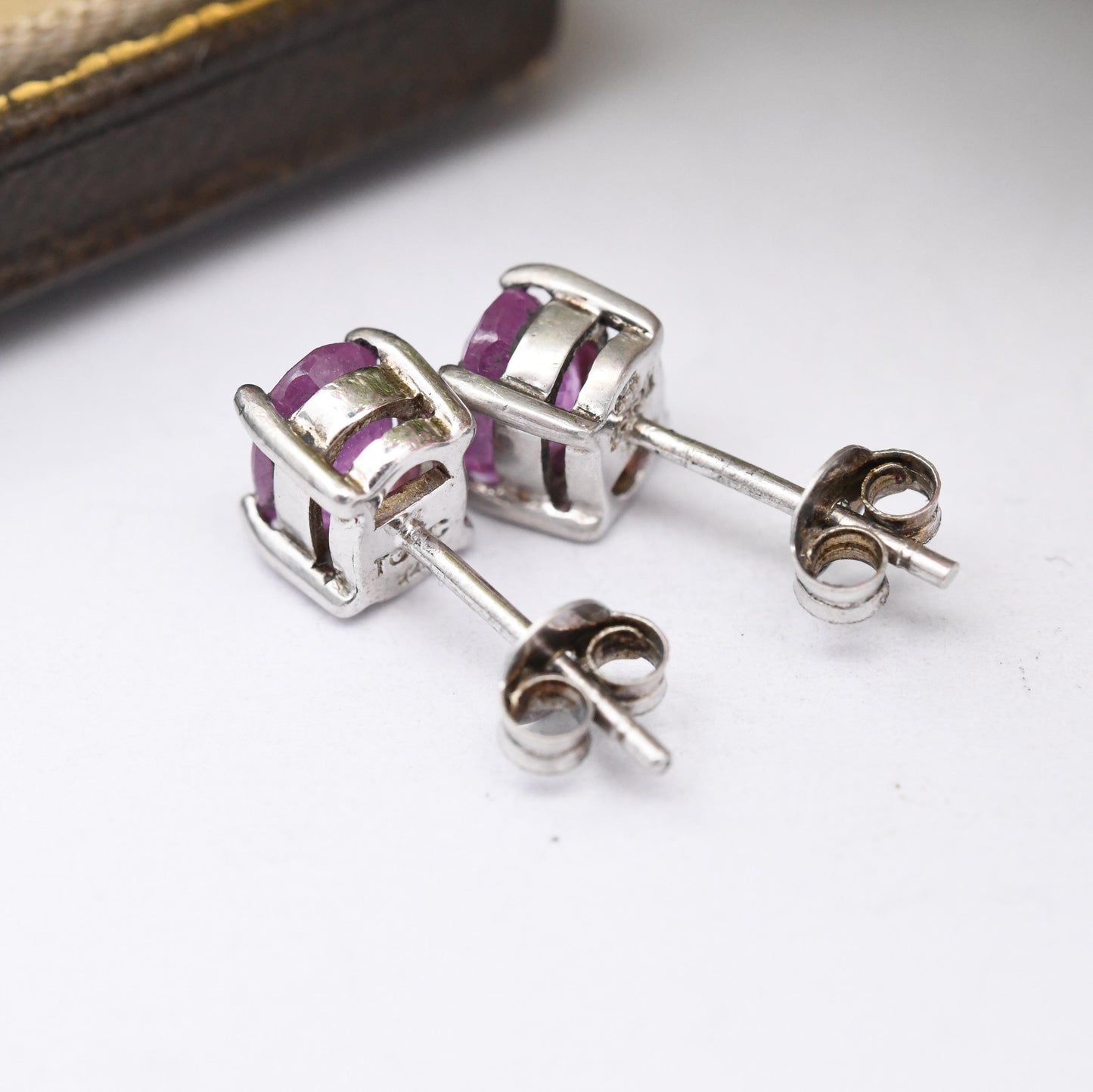 Sterling Silver Pink Sapphire Stud Earrings TGGC - Oval Cut Faceted Pink Gemstone Studs | Pretty Gift for Her