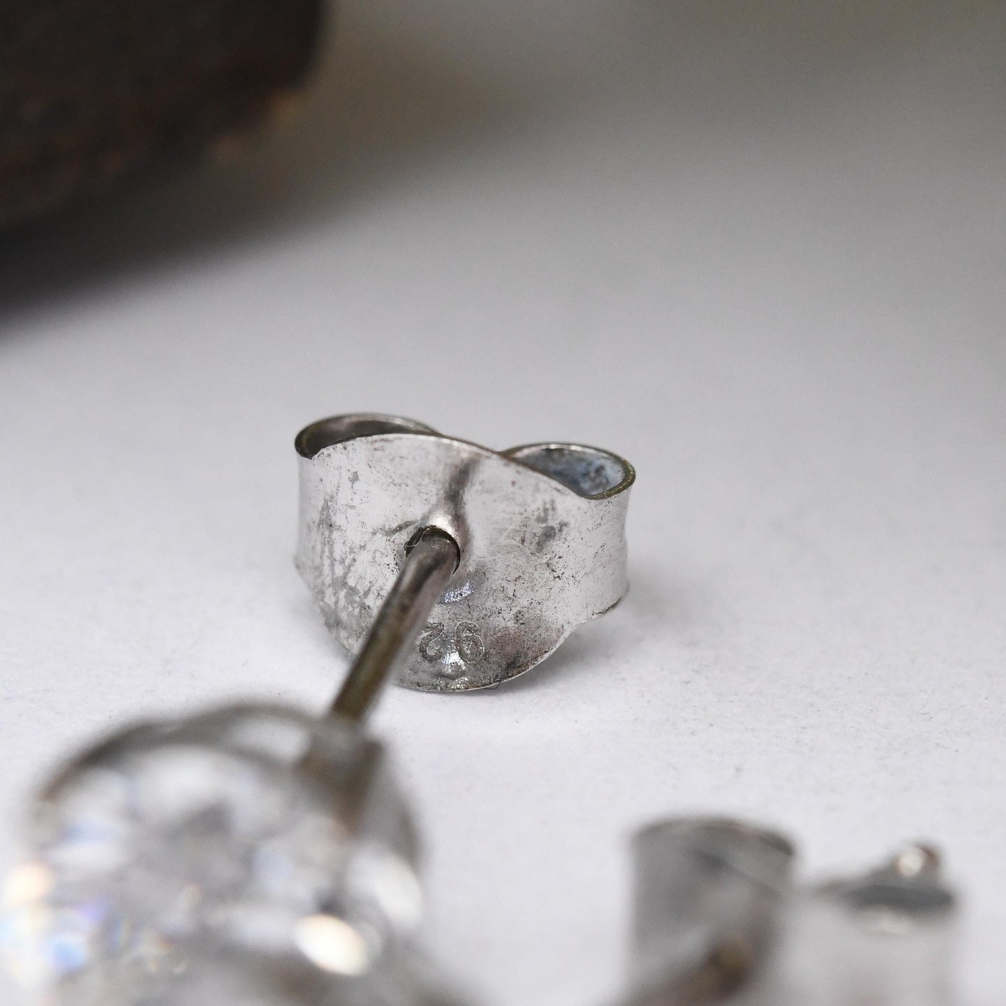 Sterling Silver CZ Stud Earrings - Large Sparkly Solitaire Stone Studs