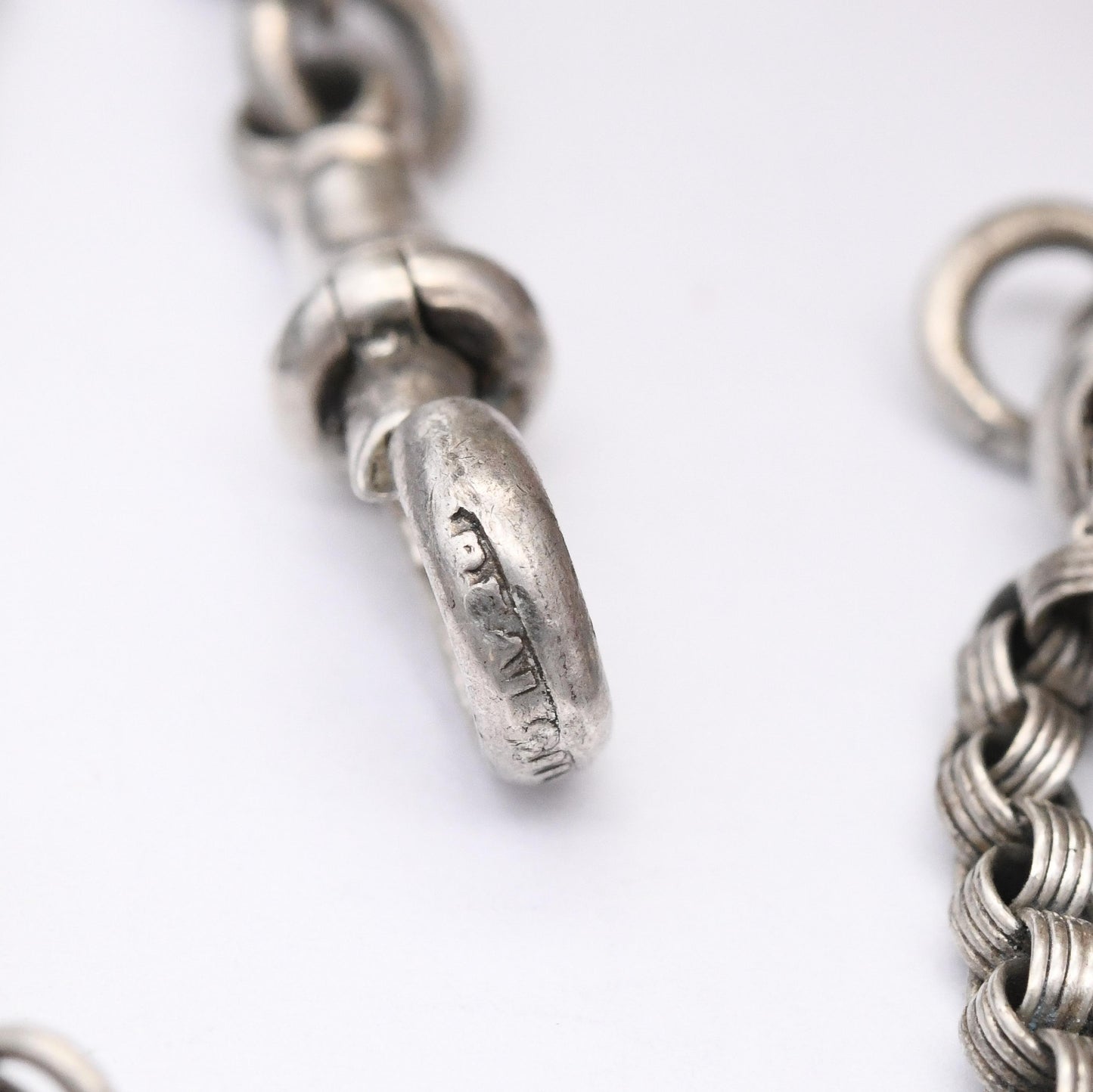 Antique Sterling Silver Baby Bracelet with Puffed Heart Charm - Victorian Rolo Link Double Chain | Sweet Gift for Baptism Christening