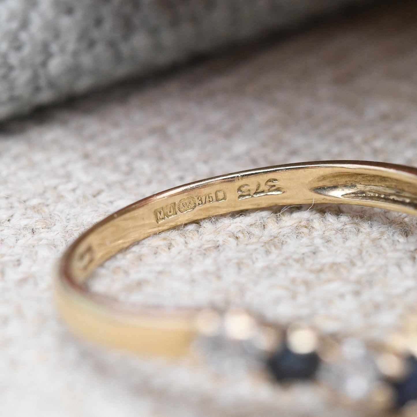 Vintage 9ct Gold Sapphire & Cubic Zirconia Wishbone Ring - CZ and Blue Engagement Ring Delicate Stacker | UK Size - I 1/2 | US Size - 4 1/2