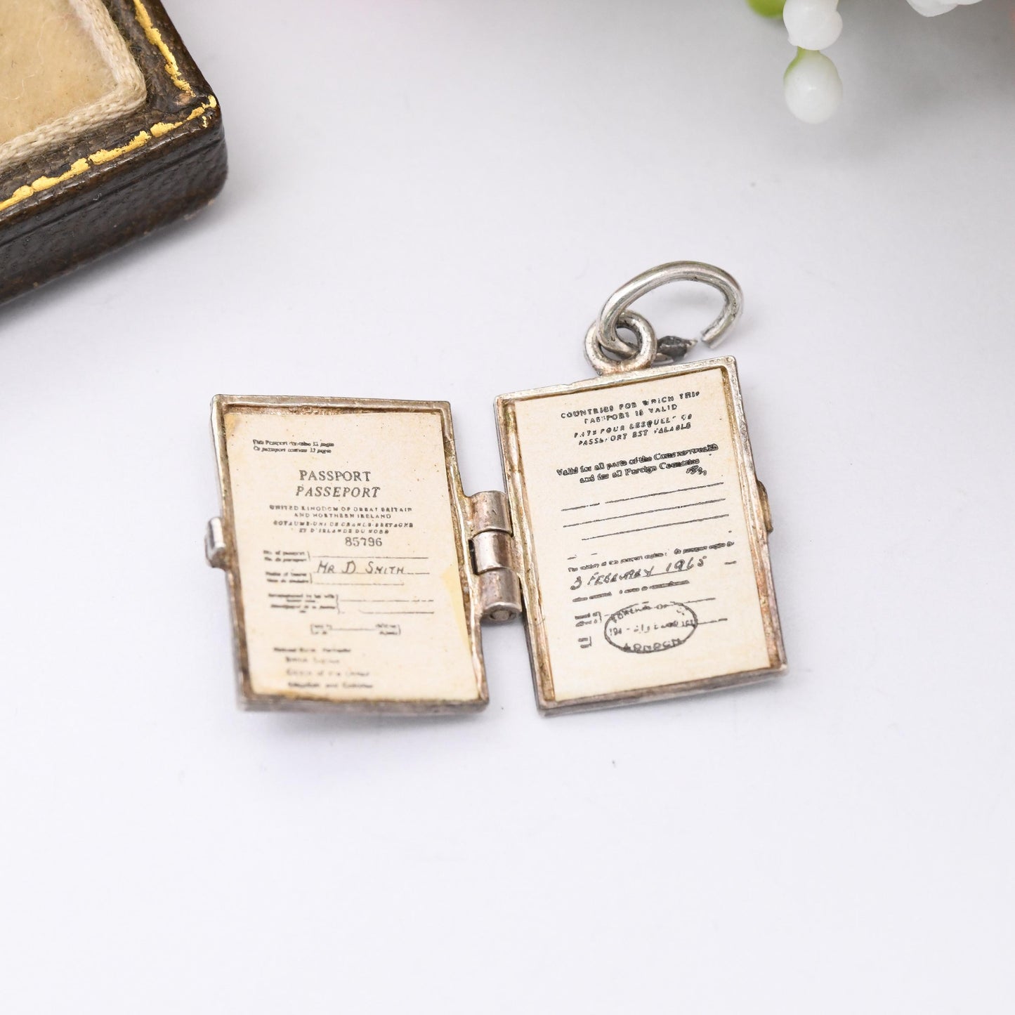 Vintage Nuvo Sterling Silver Opening British Passport Charm Pendant - Articulated Book Travel Charm Bracelet Gift Signed Mr D Smith