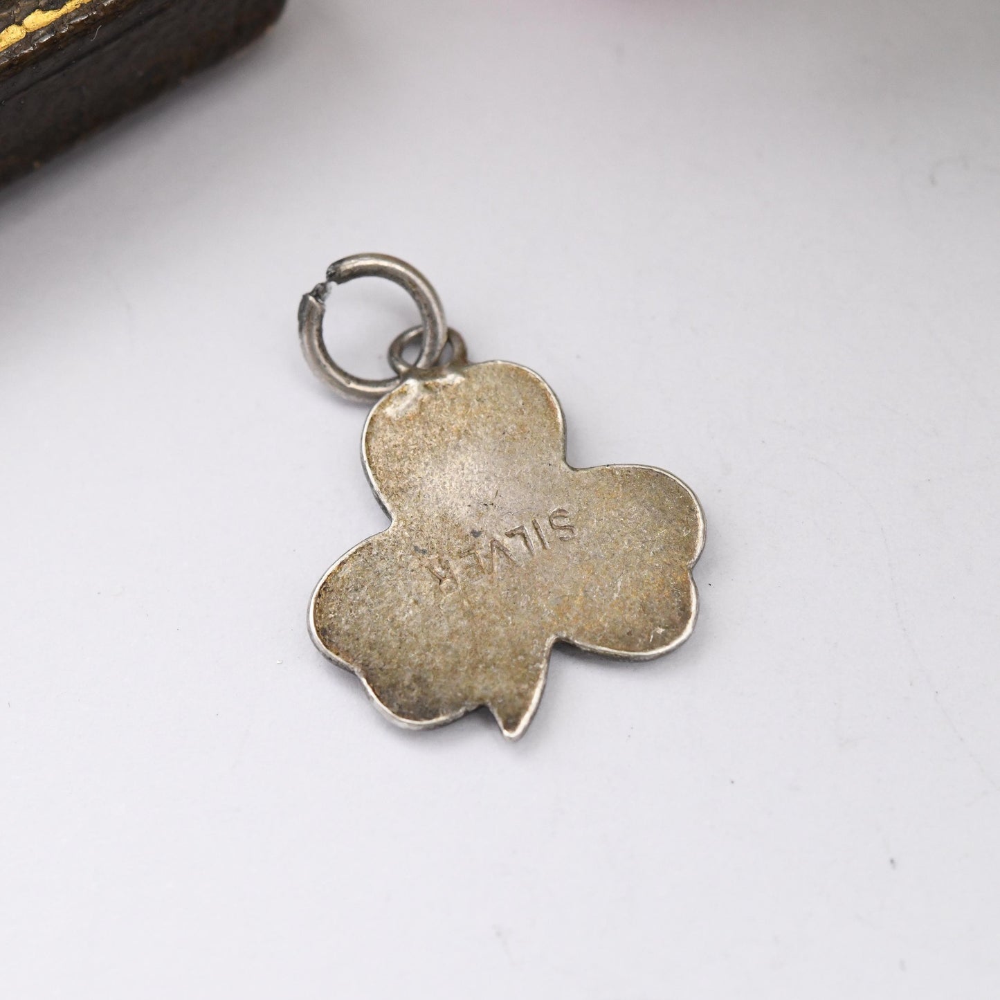 Vintage Sterling Silver Enamel Shamrock Charm Pendant - Three Leaf Clover Shape | Forest Green Mid-Century Irish Gift