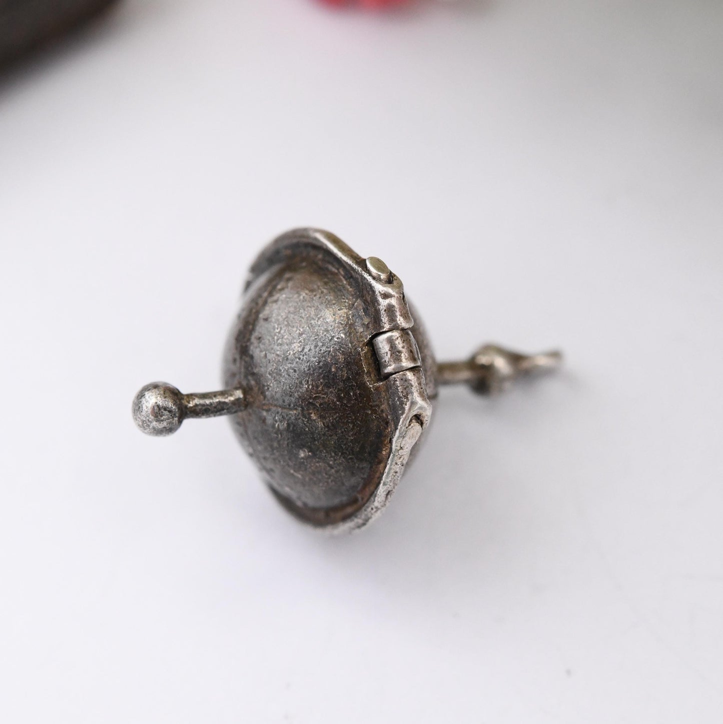 Vintage Sterling Silver Opening Sputnik Charm Pendant with Laika Dog Inside - Rare Satellite Soviet Union Space Age Articulated for Bracelet