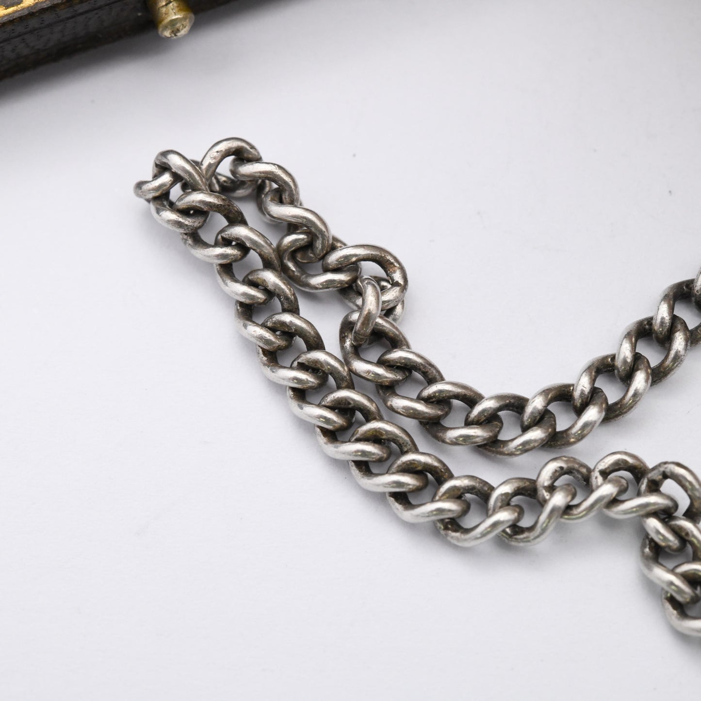 Vintage Sterling Silver Chain Bracelet - Rounded Curb Links | Charm Bracelet with Safety Chain