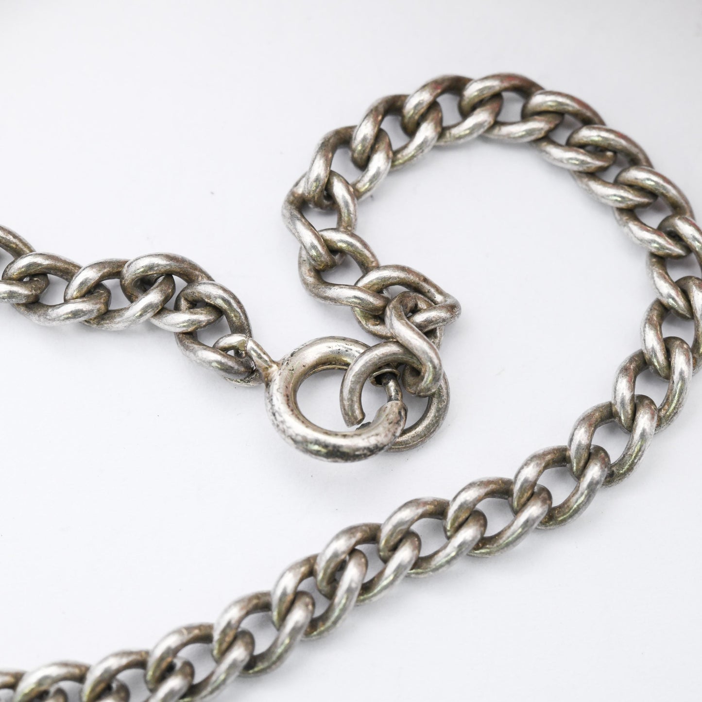 Vintage Sterling Silver Chain Bracelet - Rounded Curb Links | Charm Bracelet