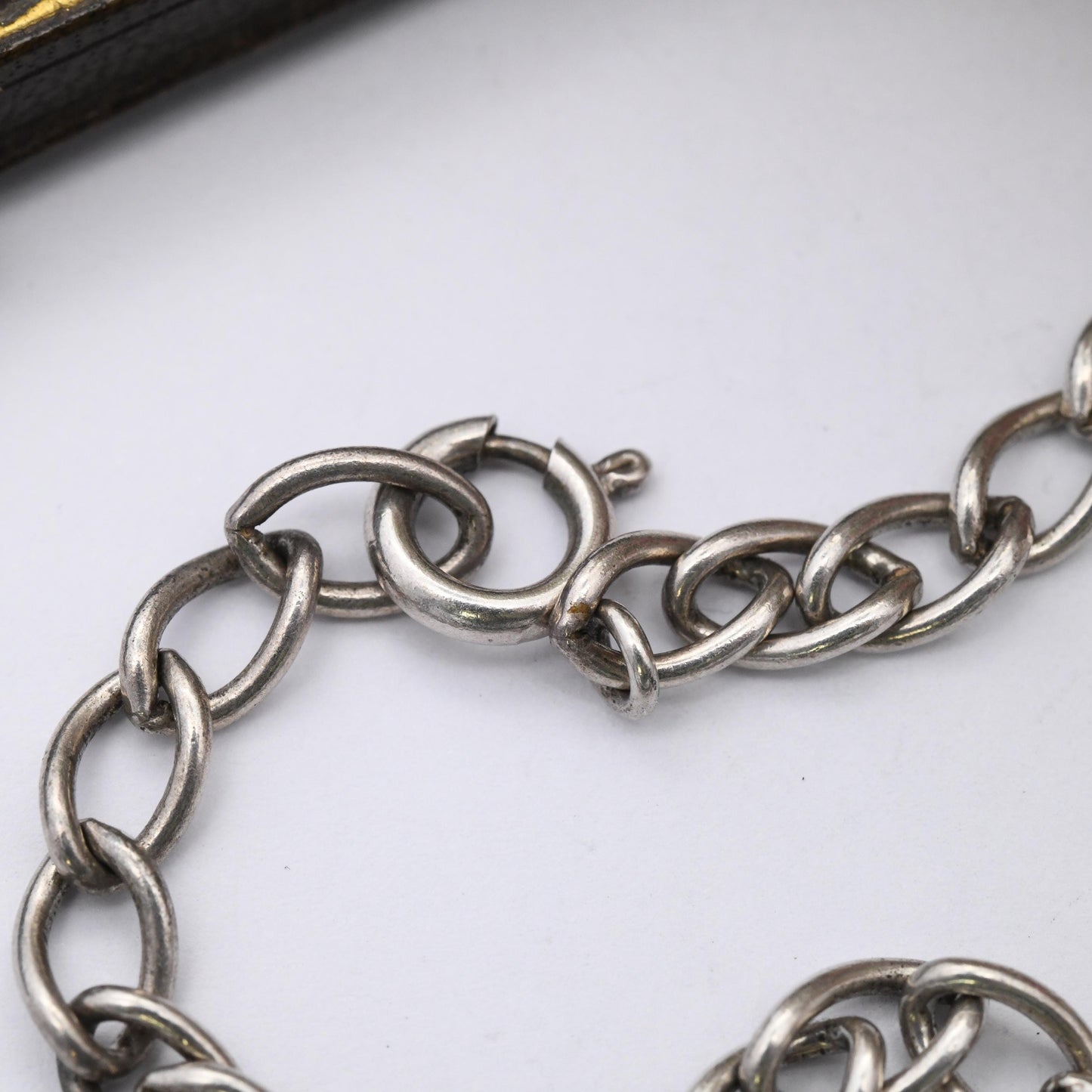 True Vintage Sterling Silver Chain Bracelet - Rounded Long Curb Links | Charm Bracelet