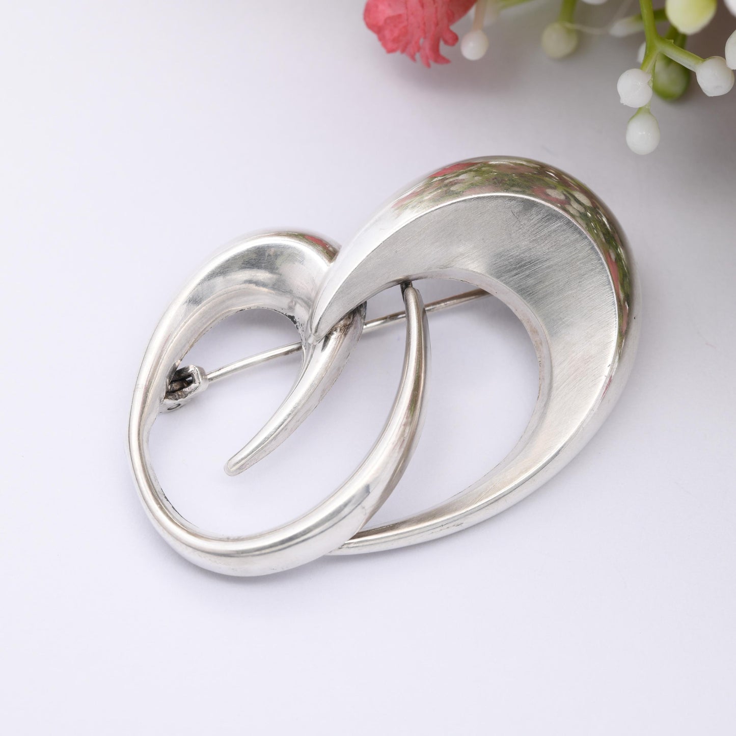 Vintage Andreas Daub Sterling Silver Sculptural Brooch A*D - Mid-Century Modernist Silver Designer Jewellery | Large Minimal Everyday Brooch