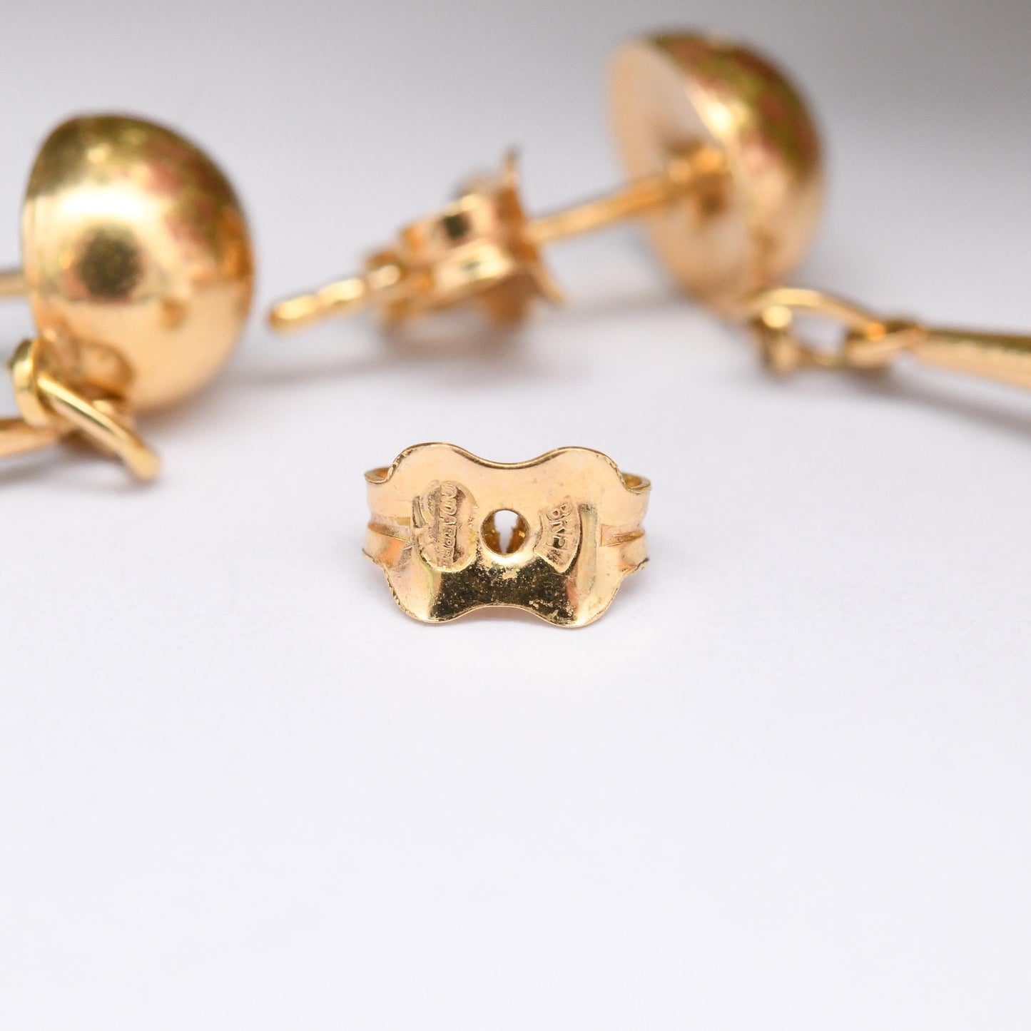 Vintage 9ct Gold Dangle Drop Earrings - Unoaerre Italian Design Made in Italy | Minimalist Modernist Chunky Form | Butterfly Backs
