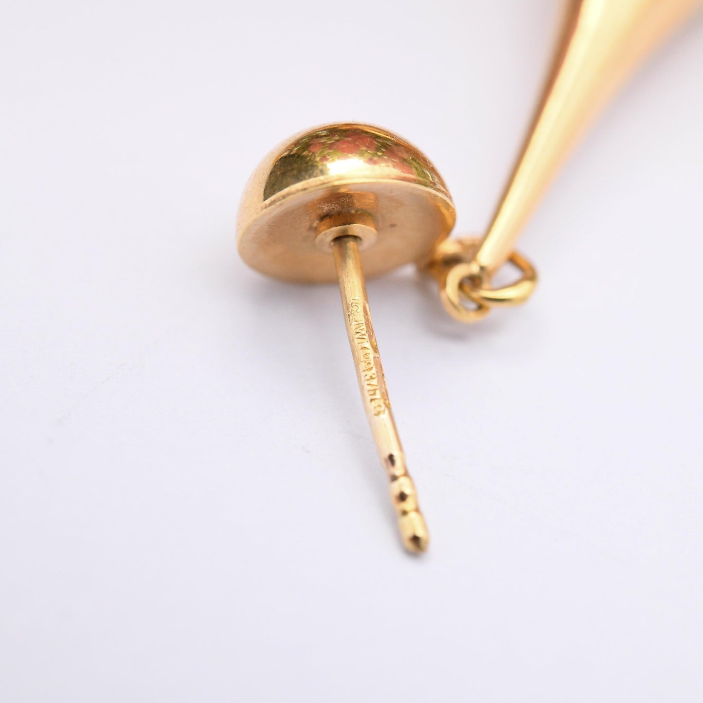 Vintage 9ct Gold Dangle Drop Earrings - Unoaerre Italian Design Made in Italy | Minimalist Modernist Chunky Form | Butterfly Backs