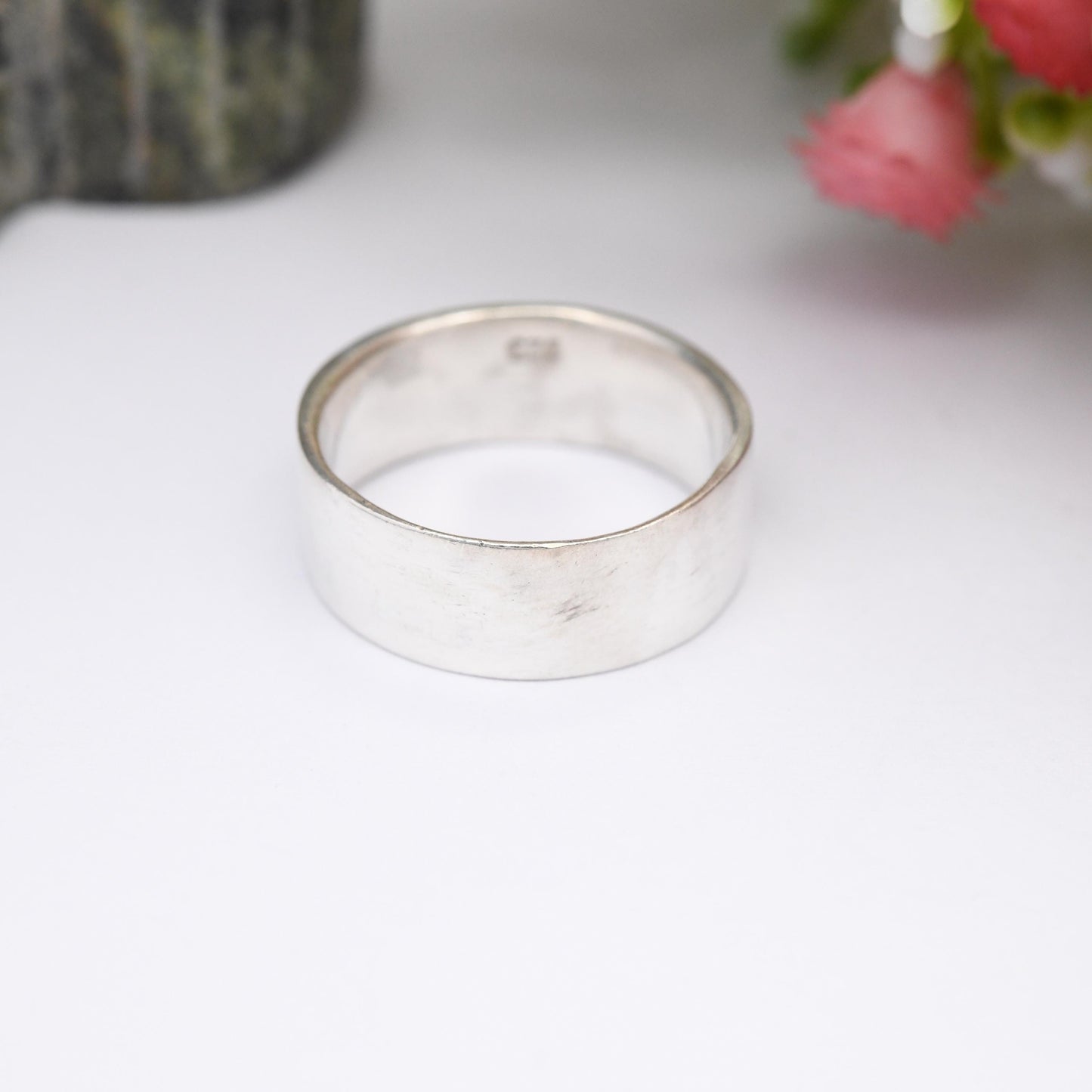 Vintage Sterling Silver FILA Logo Band Ring - Fila Sportswear Brand Ring | Minimal Unisex Band | UK Size - P | US Size - 7 1/2