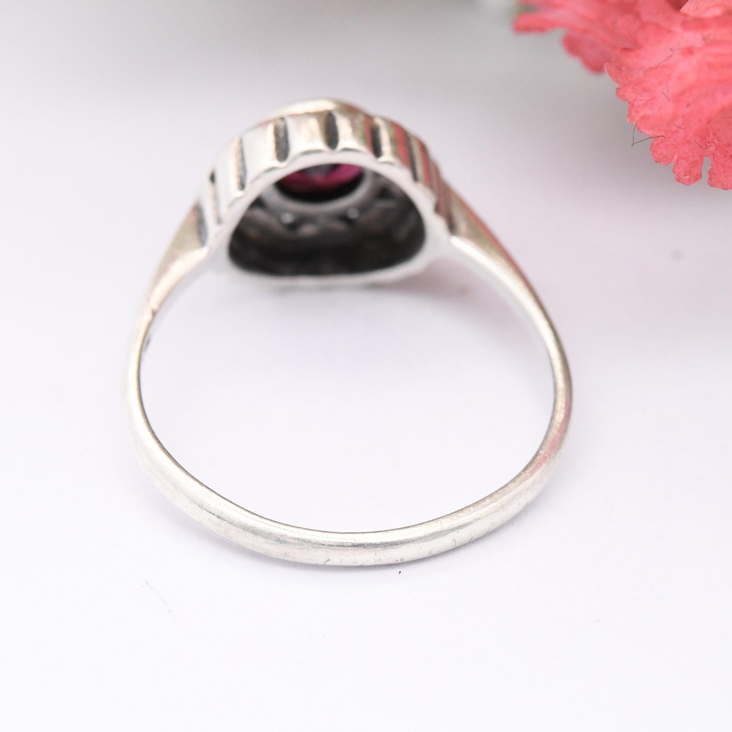 Vintage Sterling Silver Shiptonia Marcasite Flower Ring - True Vintage Shipton & Co | Pretty Gift for Her | UK Size - R | US Size - 8 1/2