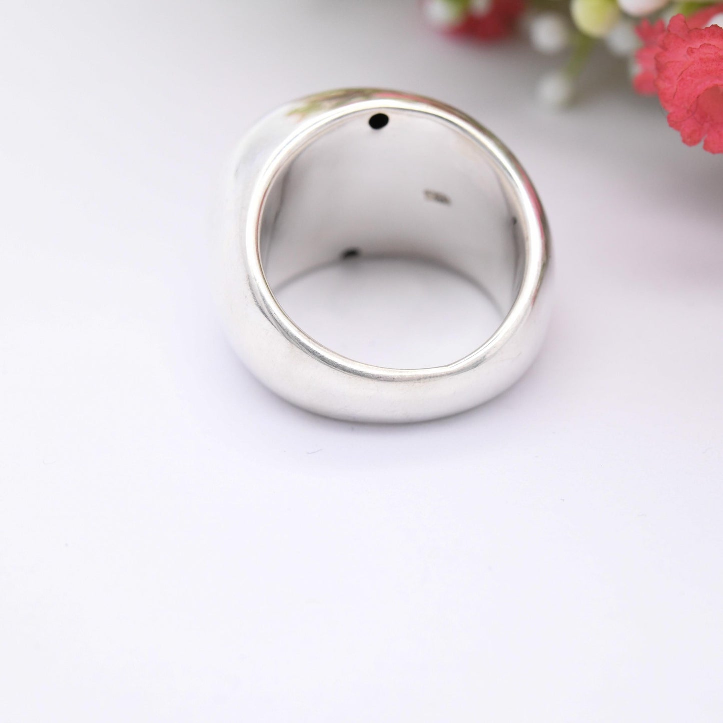 Vintage Hollow Sterling Silver Chunky Ring - Statement Modernist Style | Smooth Tactile Jewellery | UK Size - Q | US Size - 8
