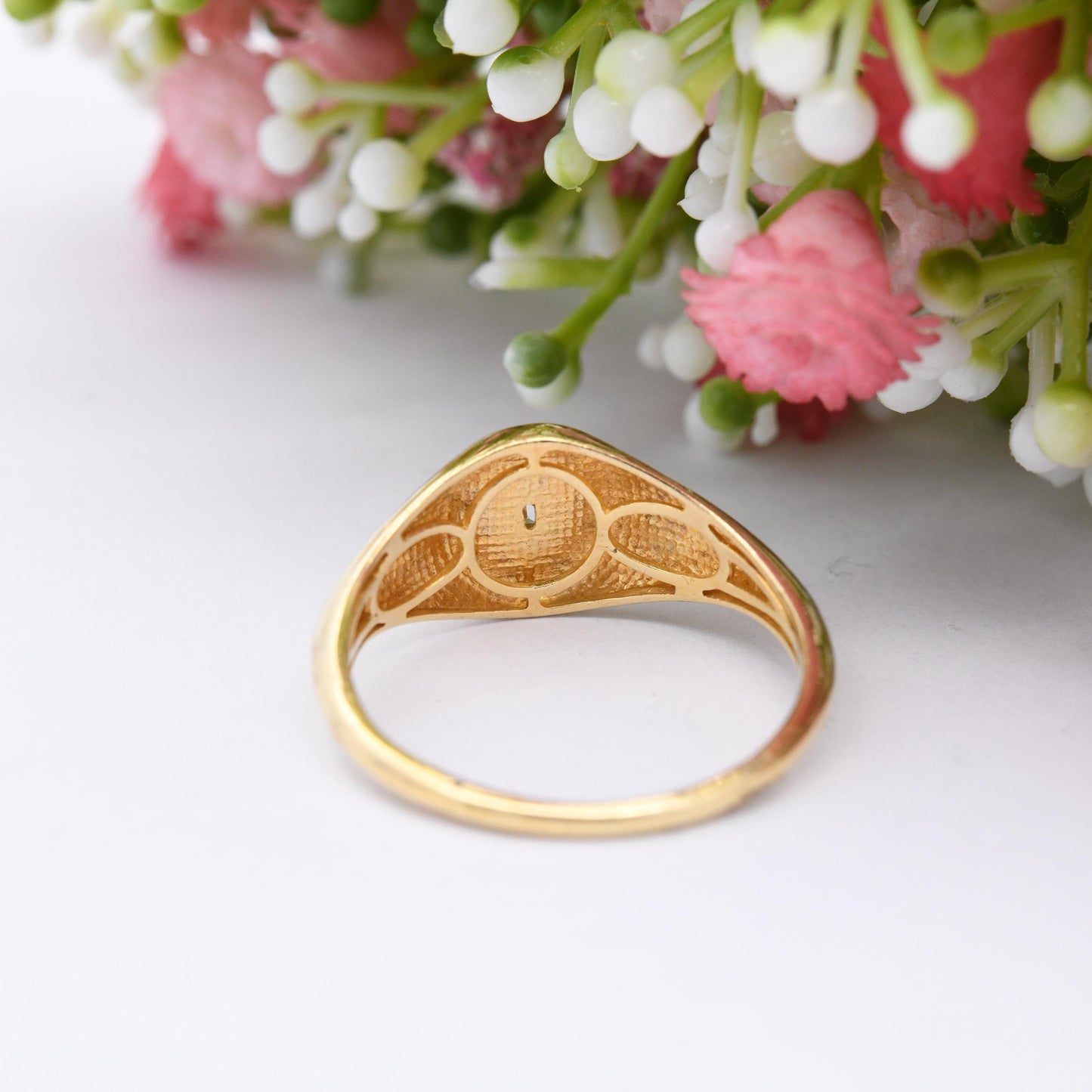 Gold Plated Sterling Silver Signet Ring with Clear Stone - Unisex Signet Gift Large Size Middle Finger | UK Size - U 1/2 | US Size - 10 1/4