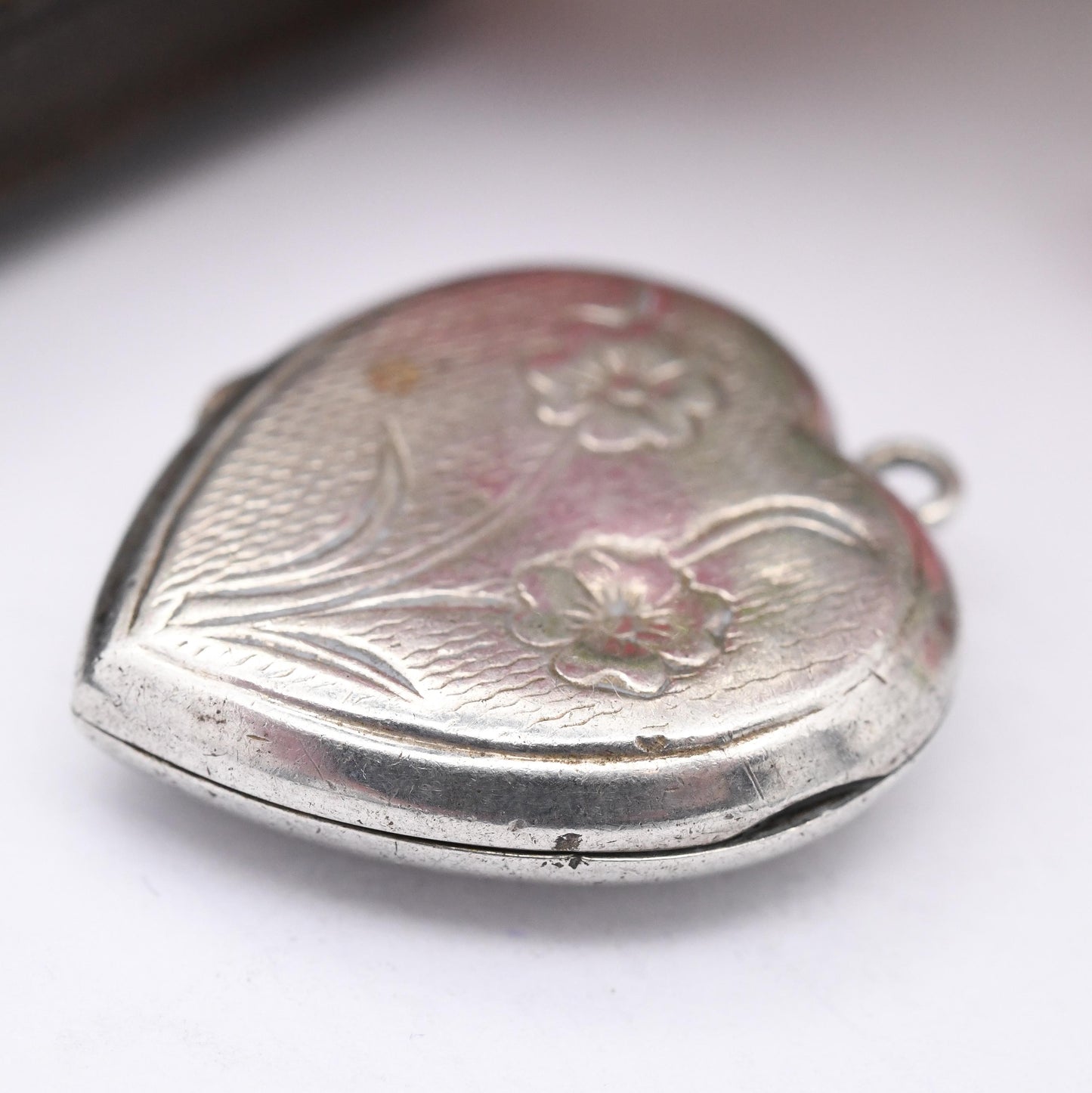 Vintage Sterling Silver B&F Heart Locket Pendant with Flower Design - Love Heart Shape Locket Pretty Gift for Her with Elvis Photograph
