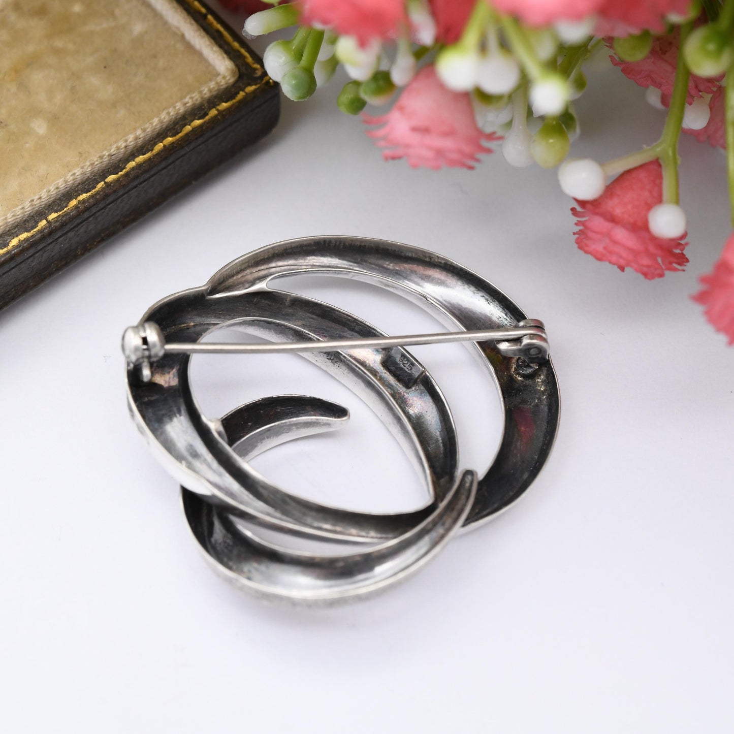 Vintage Andreas Daub Sterling Silver Twisted Knot Brooch A*D - Mid-Century Modernist Silver Jewellery Matt Textured | German Designer