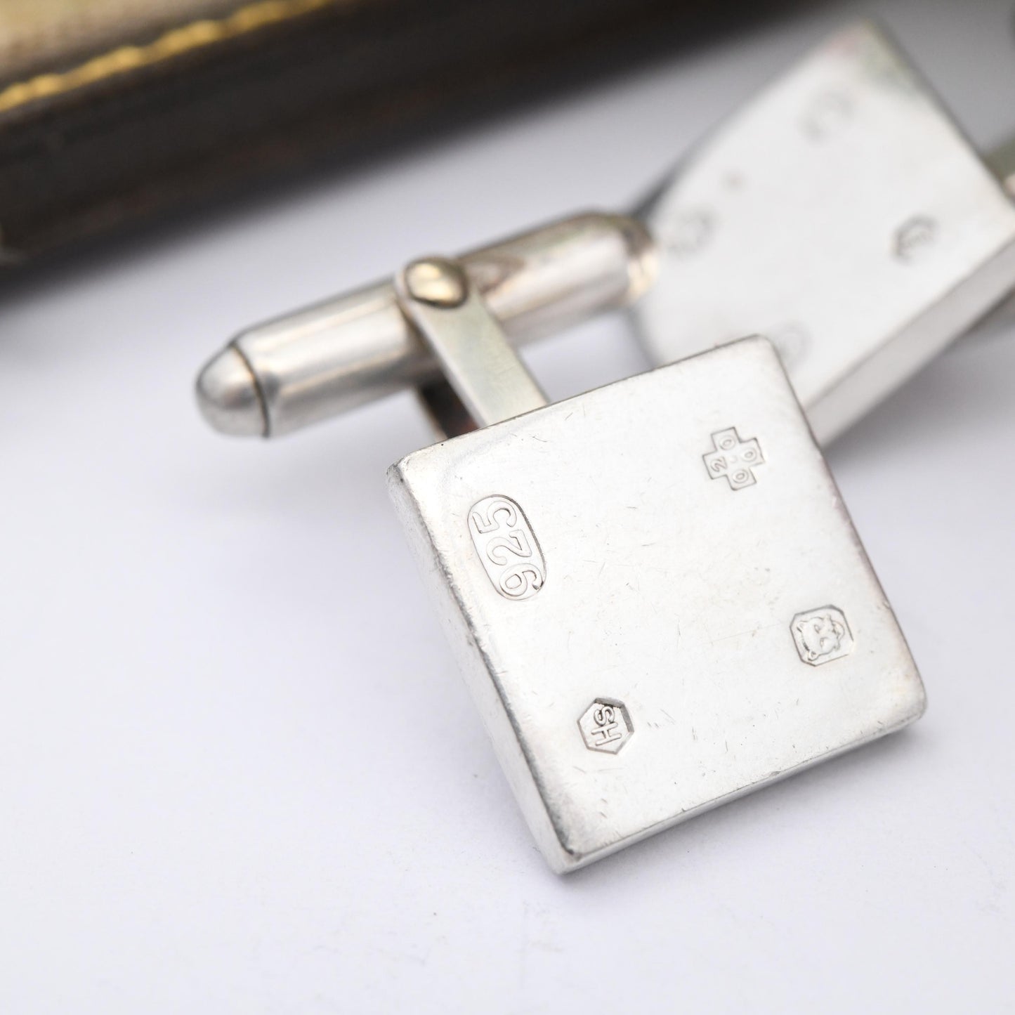 Vintage Sterling Silver Hallmarks Cufflinks 2000 Millennium Mark - Minimal Square Design Bullet Back | Anniversary Birthday Gift for Him