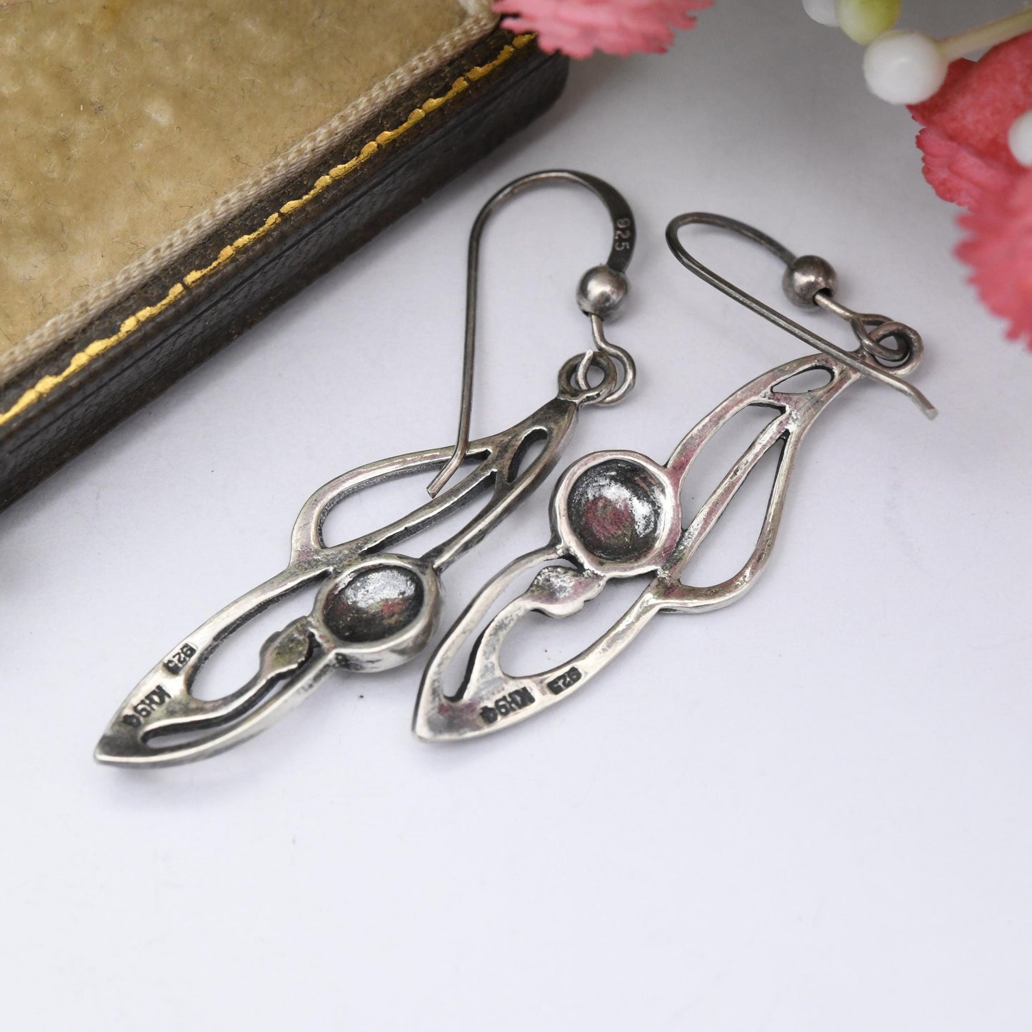 Vintage Sterling Silver Celtic Flower Drop Earrings by Kit Heath - Great British Designer | Glasgow Rose Dangle Earrings | Pretty Gift