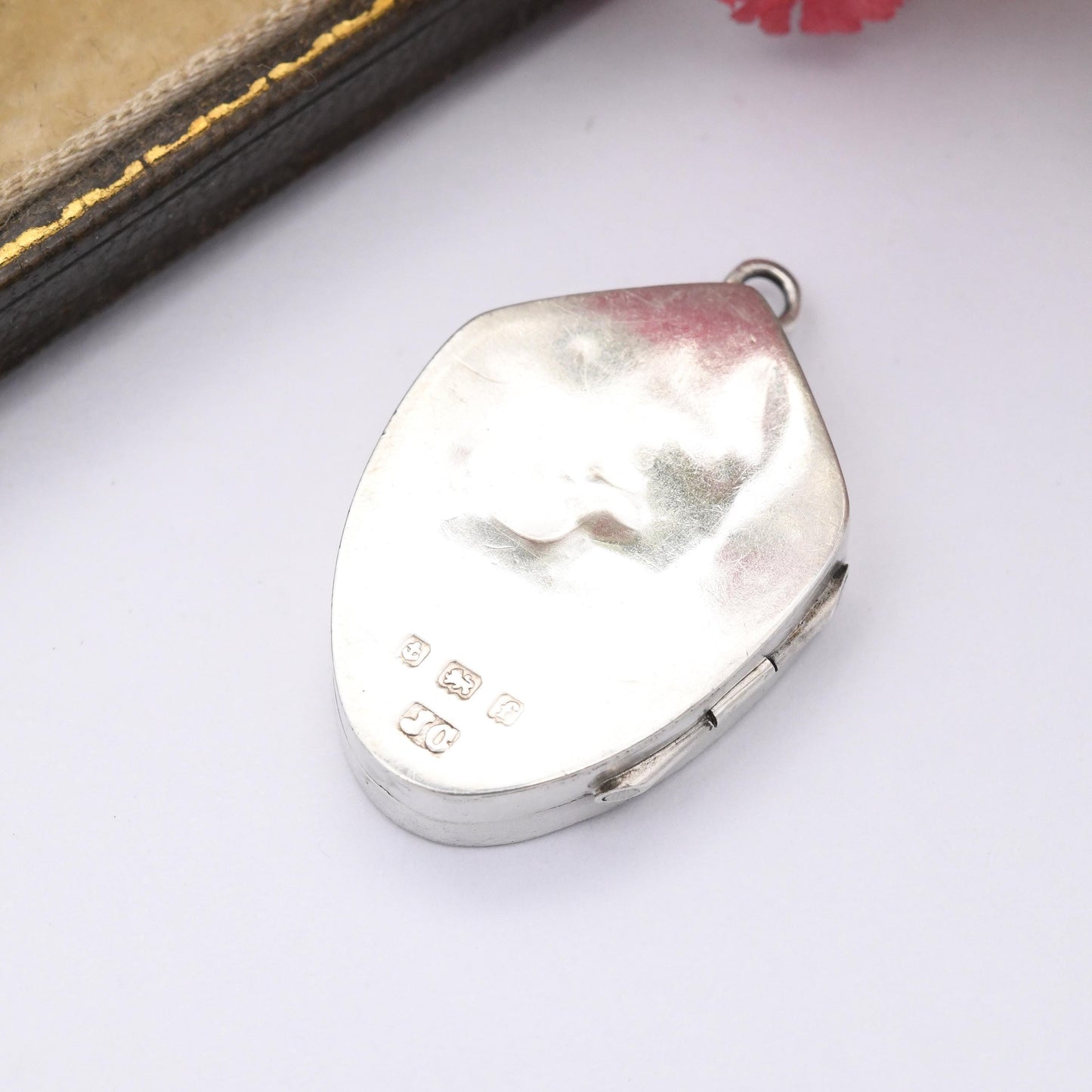 Antique Aesthetic Movement Sterling Silver Locket with Bird 1905 - Sweet Opening Pendant with Flowers and Animal | for Charm Necklace Stack